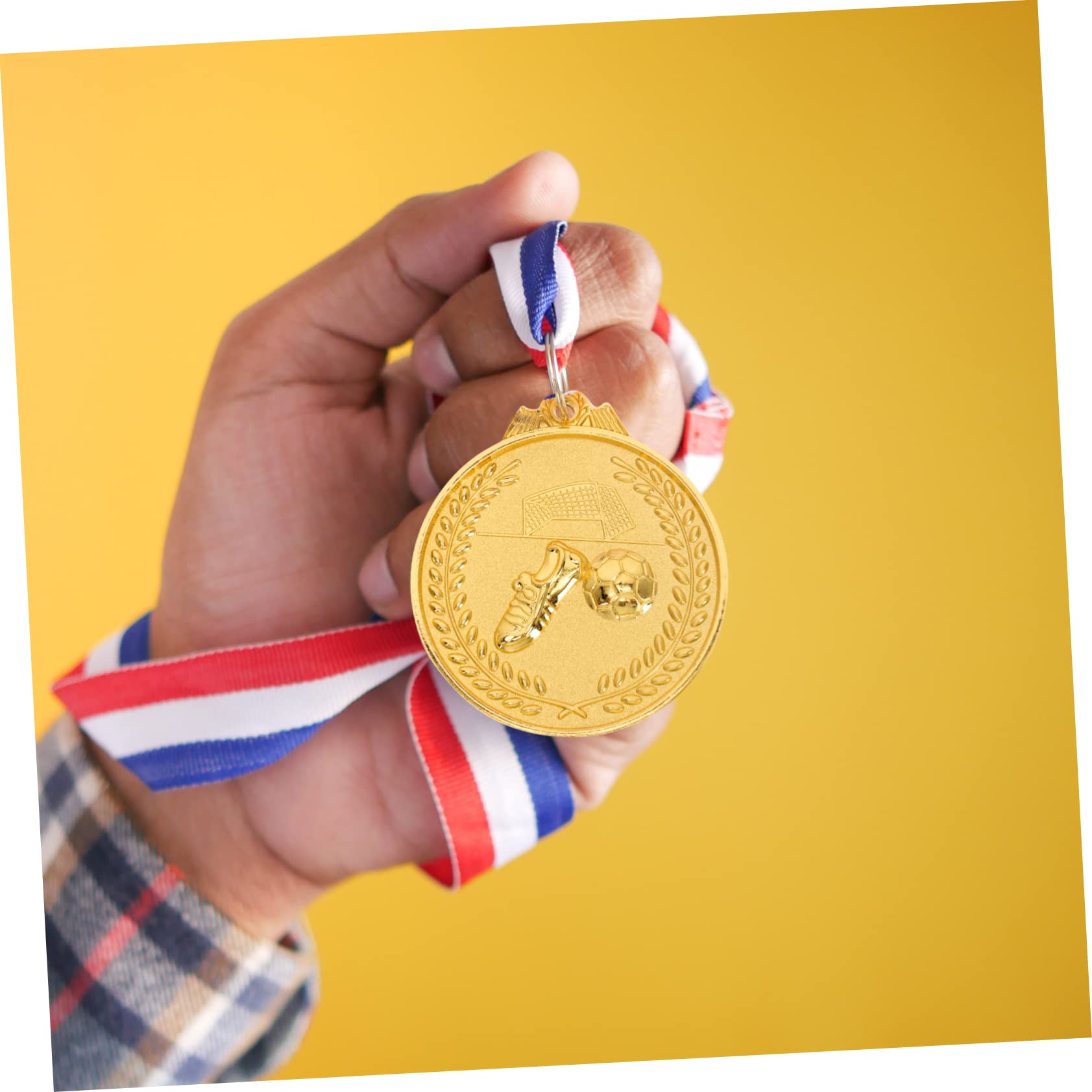 NULYLU 3-Piece Kids Sports Medals Set - Football Trophy & Game Prize Awards for Children's Soccer Tournaments, Competitions & School Sports Day Events