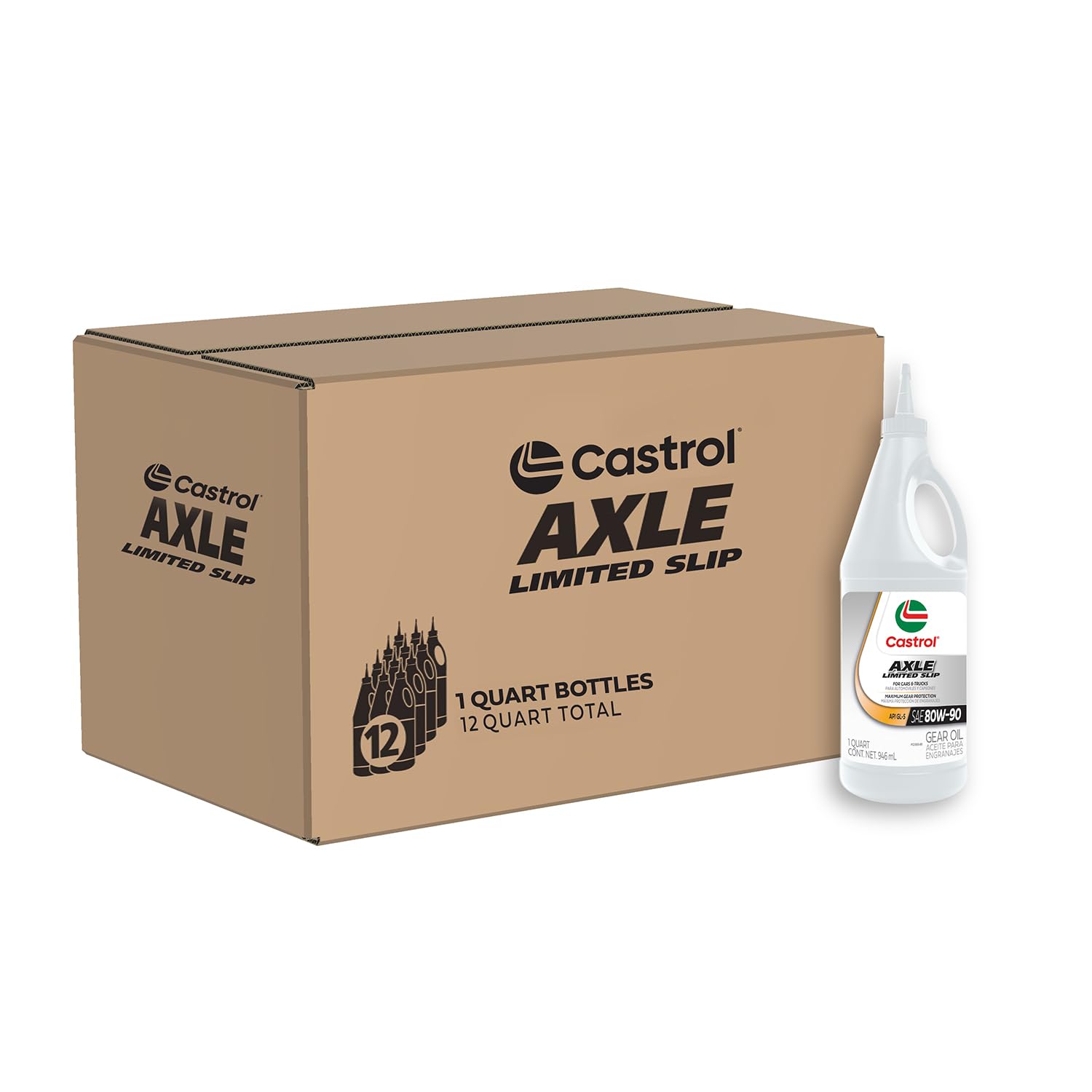 Castrol Axle Limited Slip 80W-90 Gear Oil - 1 Quart (Pack of 12) | High-Performance Gear Lubricant for Trucks, SUVs & Off-Road Vehicles | Smooth Shifting & Enhanced Protection