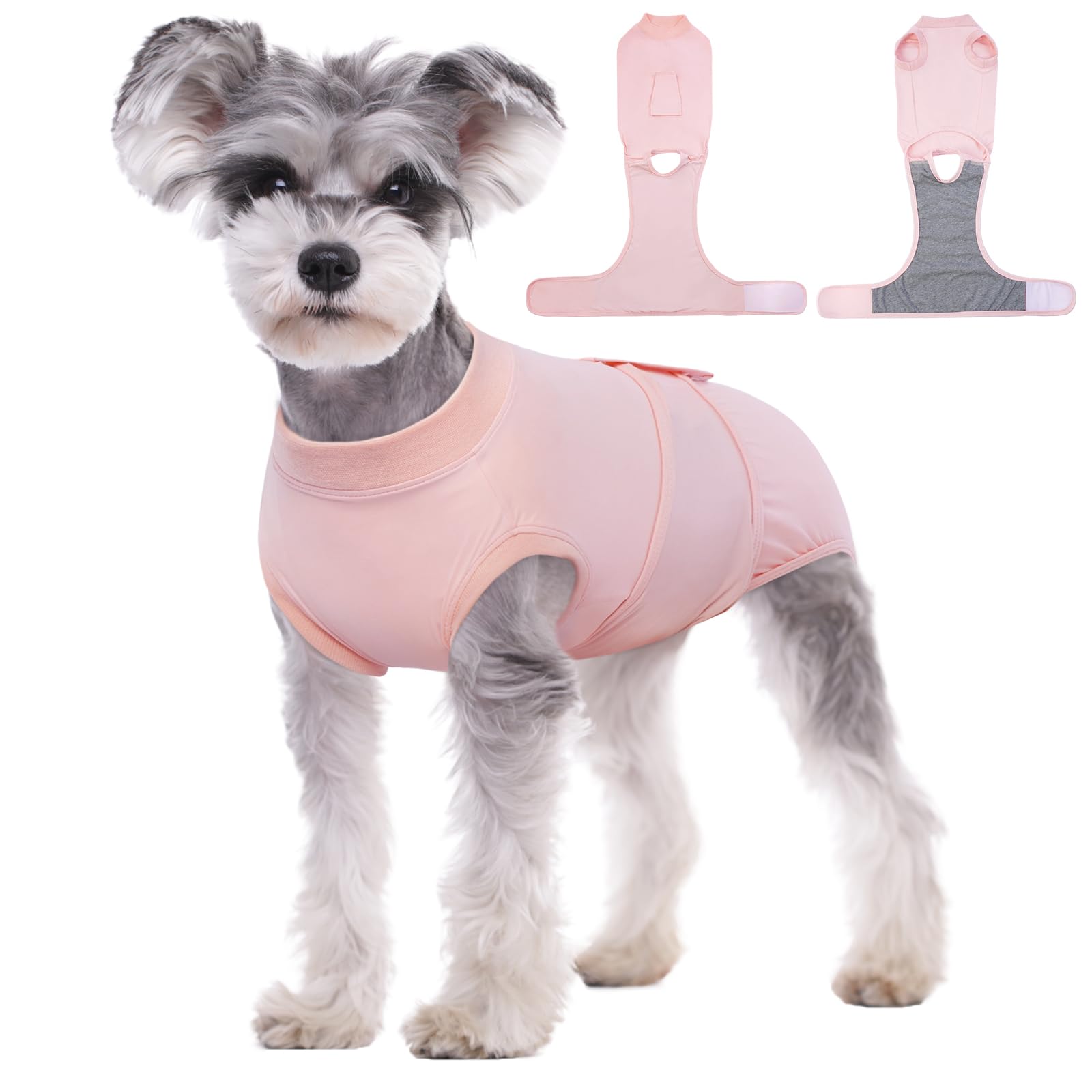 Kuoser Post-Surgery Dog Recovery Suit - Soft Breathable Surgical Onesie for Female & Male Dogs - Alternative to E-Collar & Cone - Anti-Licking Wound Protection - Pink - Perfect for Spay/Neuter Recovery & Hot Weather Cooling