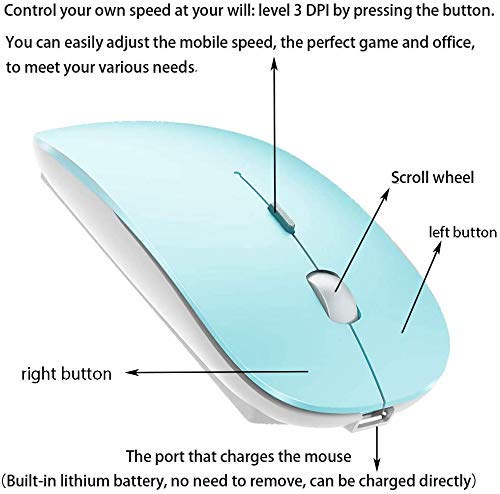 ZERU Rechargeable Bluetooth Wireless Mouse for MacBook Pro, Laptop, PC - Ergonomic Silent Click, Long Battery Life - Perfect for Office, Travel & Home Use