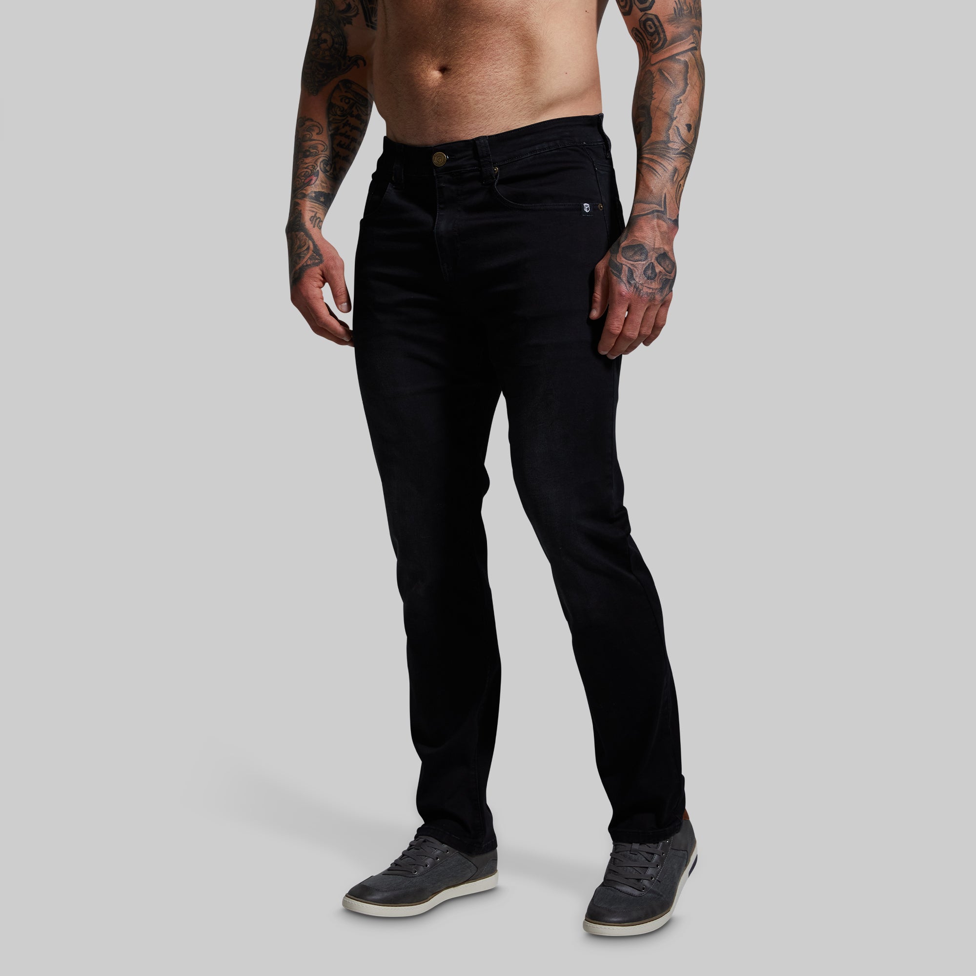 FLEX Stretchy Athletic Fit Jeans for Men & Women - Comfortable Slim Fit Denim Pants (Black) - Perfect for Workout, Yoga, Gym & Casual Wear