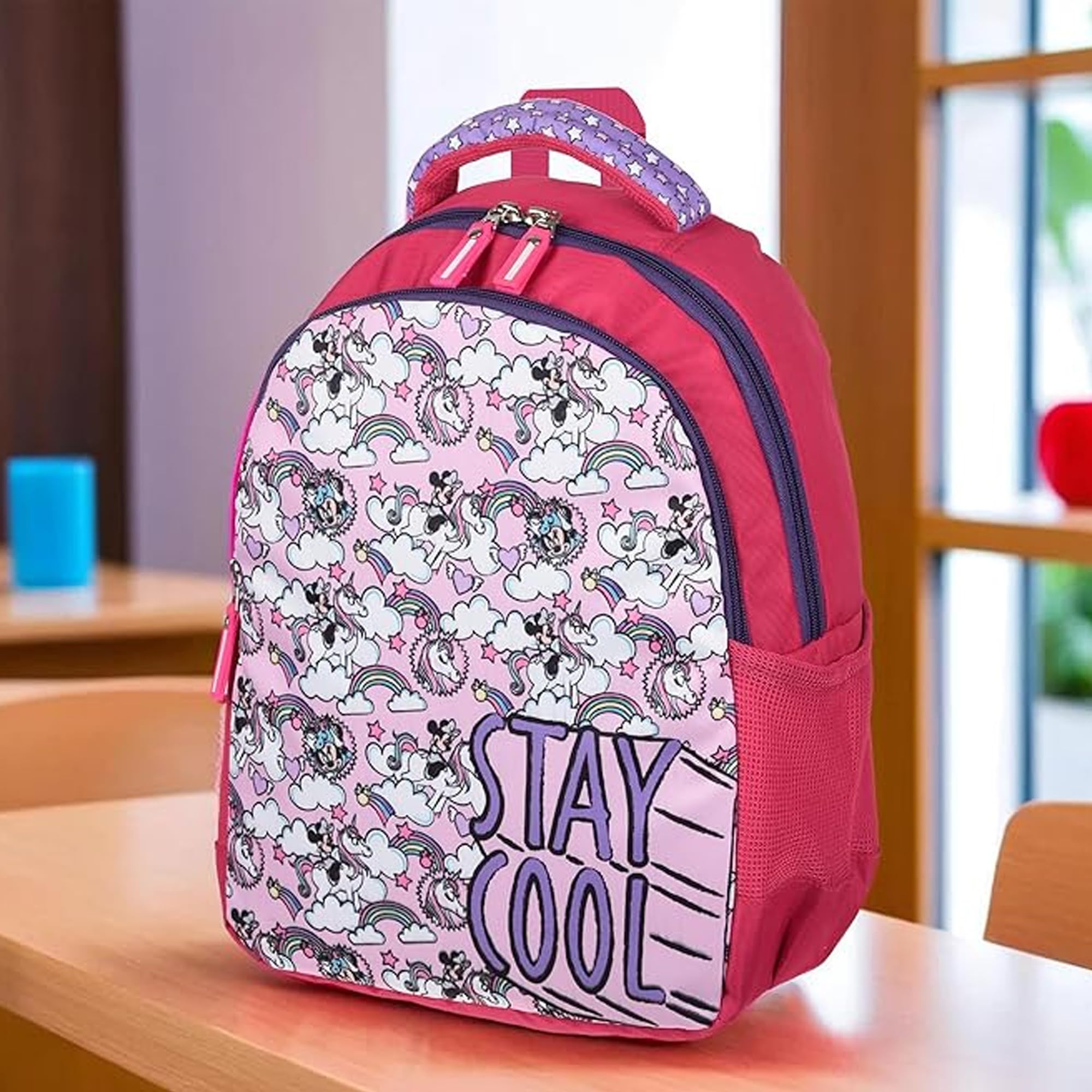 Kuber Industries Unicorn Themed Kids Backpack - Water Resistant School Bag with 4 Compartments, Cute Pink Bookbag for Girls | Perfect for School, Travel, and Daily Use