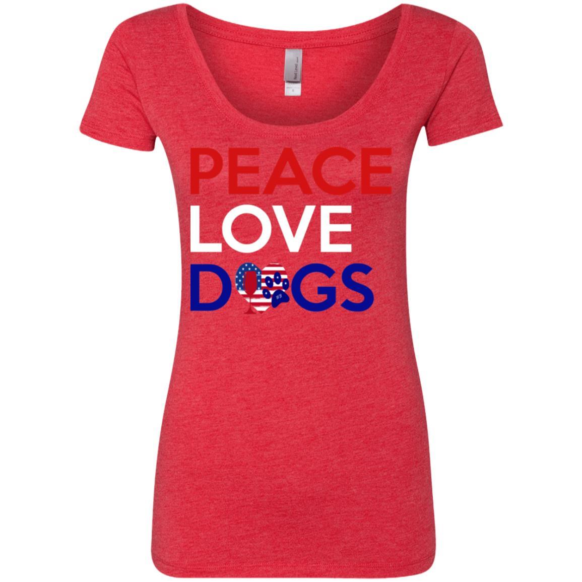Peace Love Dogs Ladies' Triblend Scoop Neck T-Shirt - Soft Comfortable Women's Graphic Tee for Dog Lovers - Perfect for Casual Wear, Dog Walks & Pet Lovers Outfits