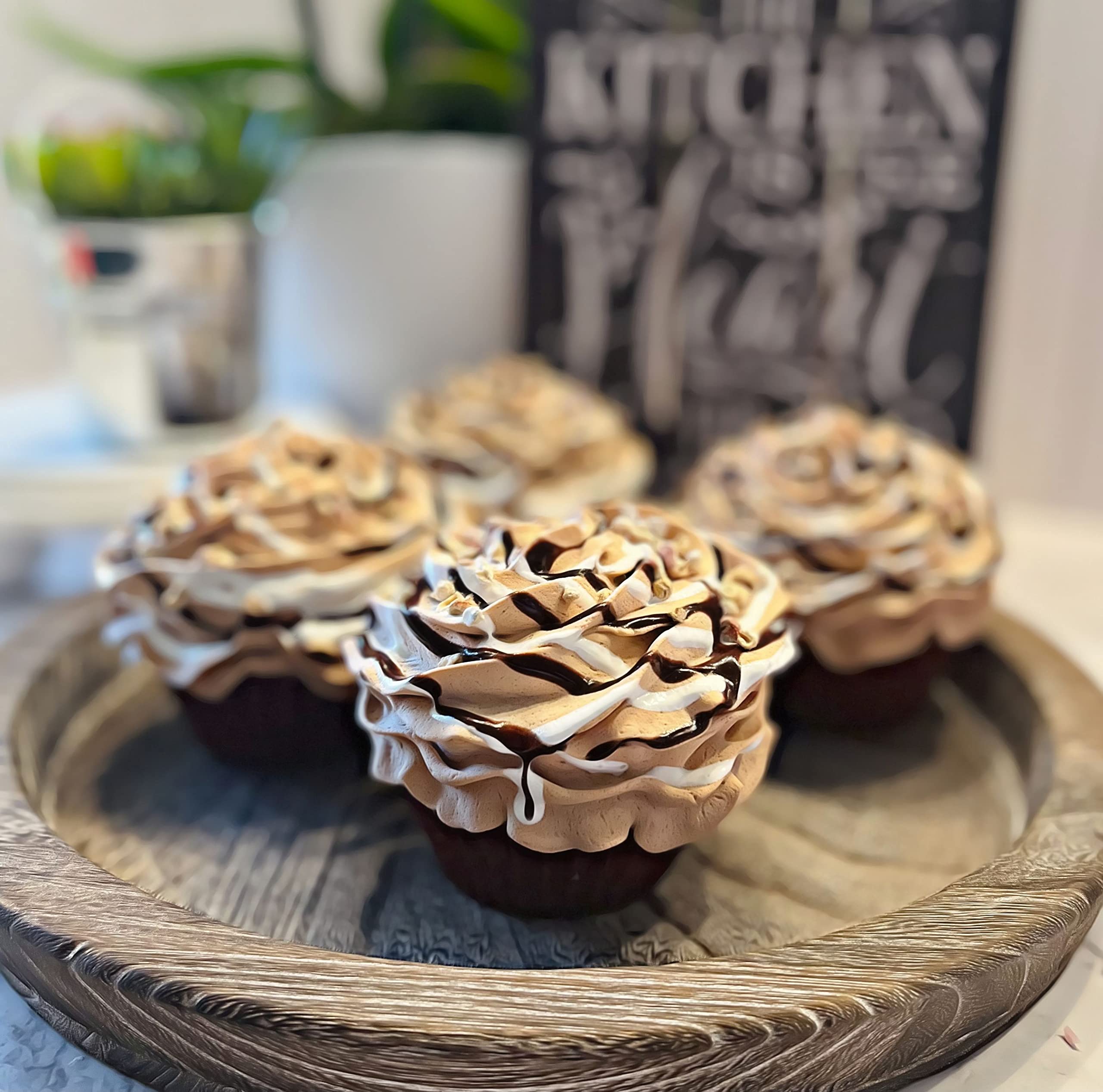 Rocky Road Fake Cupcakes & Artificial Cake Decor - Realistic Faux Dessert Display for Home, Kitchen & Party Decorations - Fake Food Props for Cake Plates, Dessert Tables & Themed Events