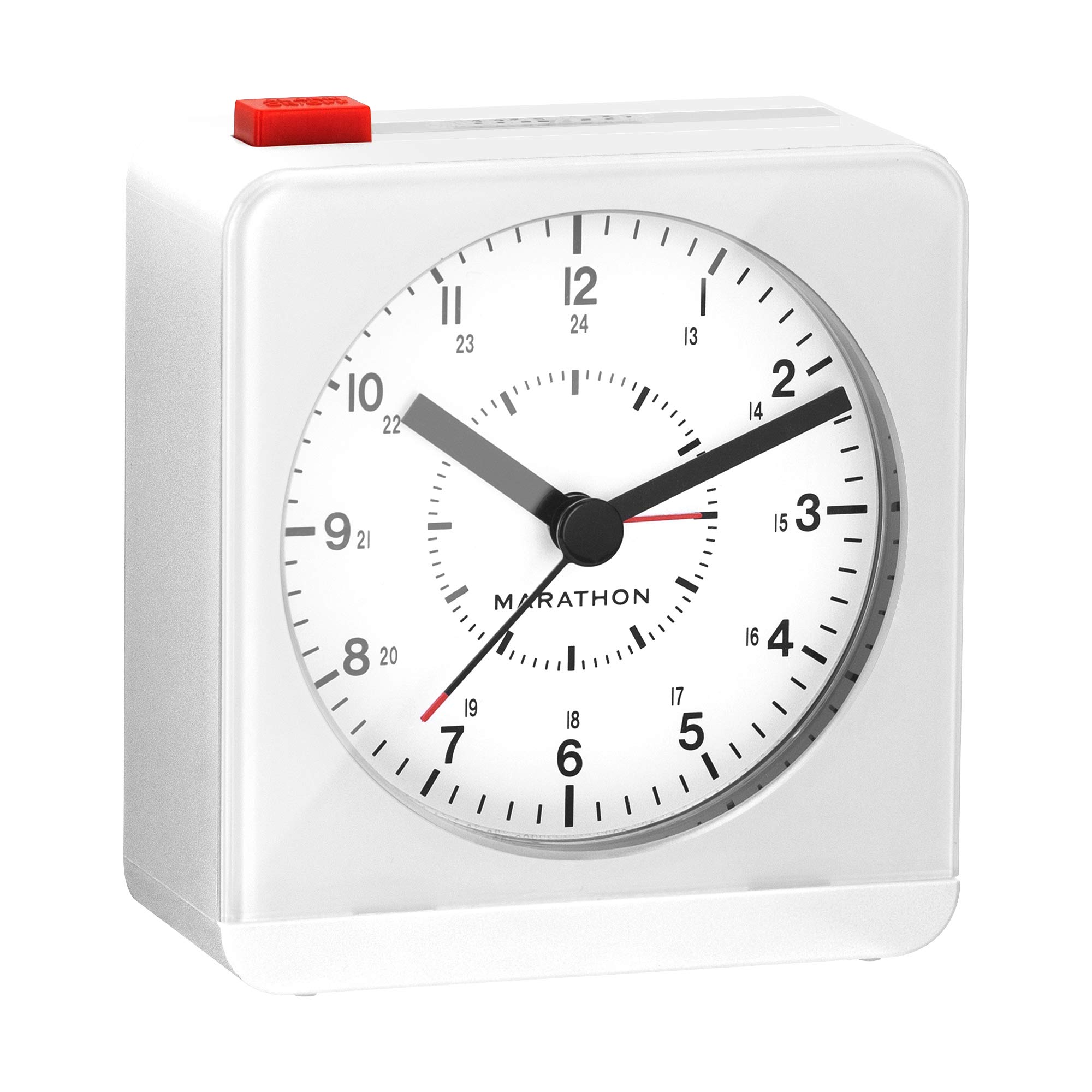 MARATHON CL030053WH Classic Silent Sweep Alarm Clock with Auto Night Light - Battery Included | Perfect for Bedrooms, Nightstands & Travel | Quiet Operation for Light Sleepers