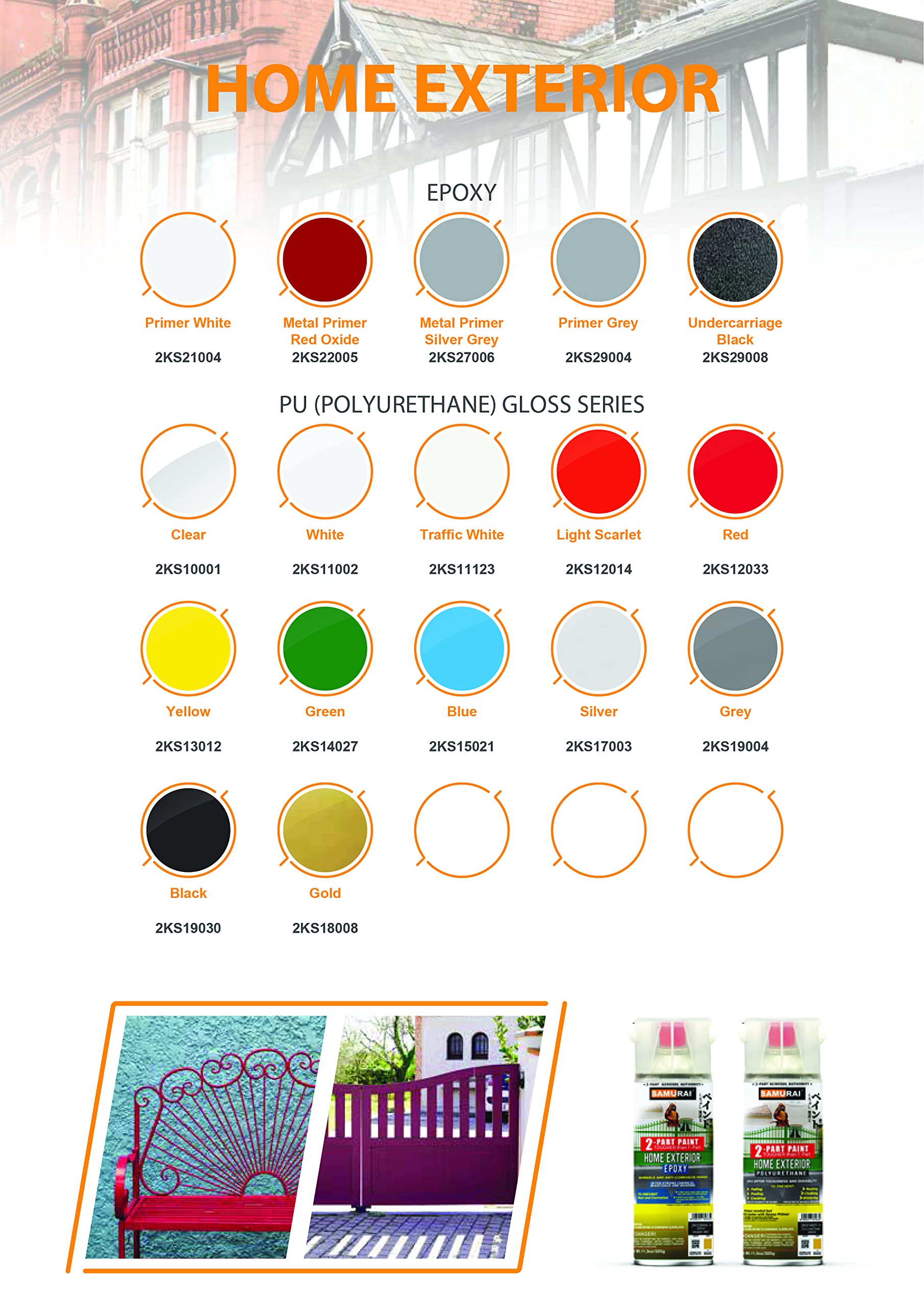 UV & Rust Resistant SAMURAI 2-Part Polyurethane Spray Paint for Home Exterior - 11.3oz (LIGHT SCARLET, 2-Pack) | Ideal for Outdoor Furniture, Metal Fences & DIY Projects