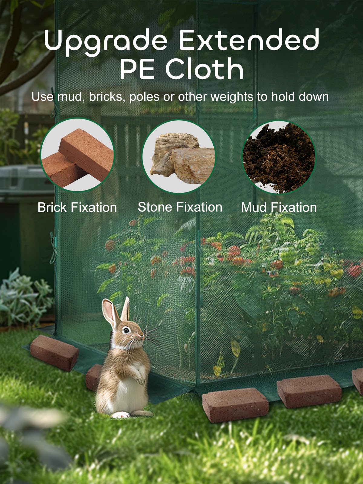 GROWNEER 4' x 8' Plant Protection Tent with Steel Frame - 2 Zippered Doors, 12 Ground Staples & Storage Bags | Durable Outdoor Crop Cage for Garden, Yard, Lawn | Perfect for Protecting Plants from Pests, Harsh Weather & Animals