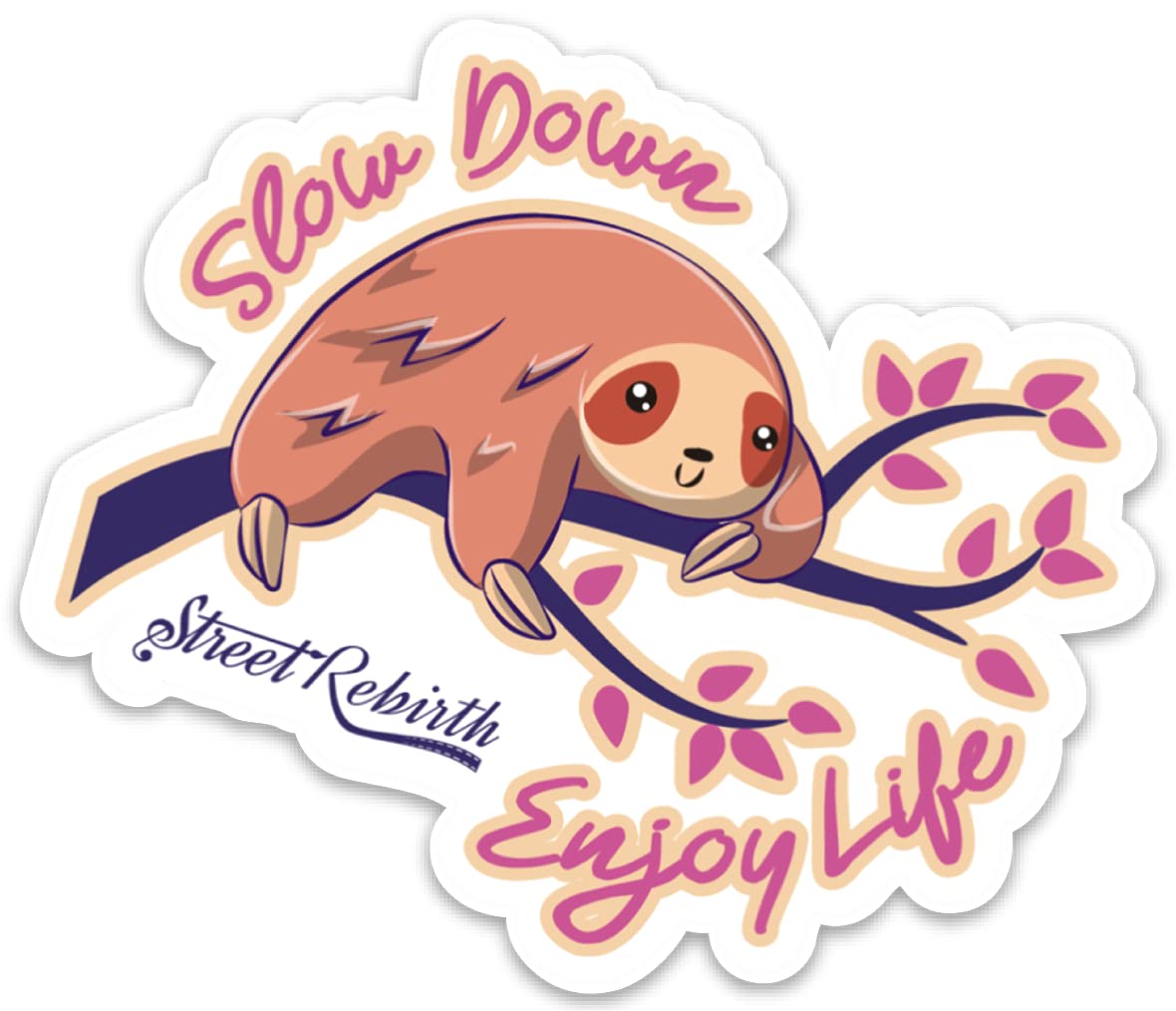 Sloth Sticker - Slow Down Enjoy Life - 4 Inch Waterproof Vinyl Decals for Laptop, Water Bottle, Car & Skateboard - Funny Pun Stickers for Gifts & DIY Crafts - Perfect for Home, Office & School Decor