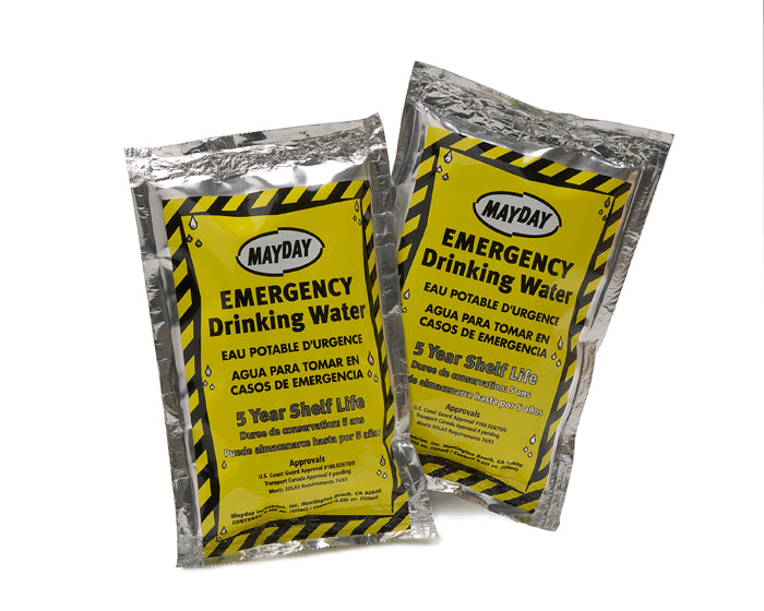 Mayday Emergency Drinking Water - 4.225 oz Pouch (12 Pack) | Long Shelf Life Survival Water for Camping, Hiking & Disaster Preparedness | BPA-Free Emergency Water Supply