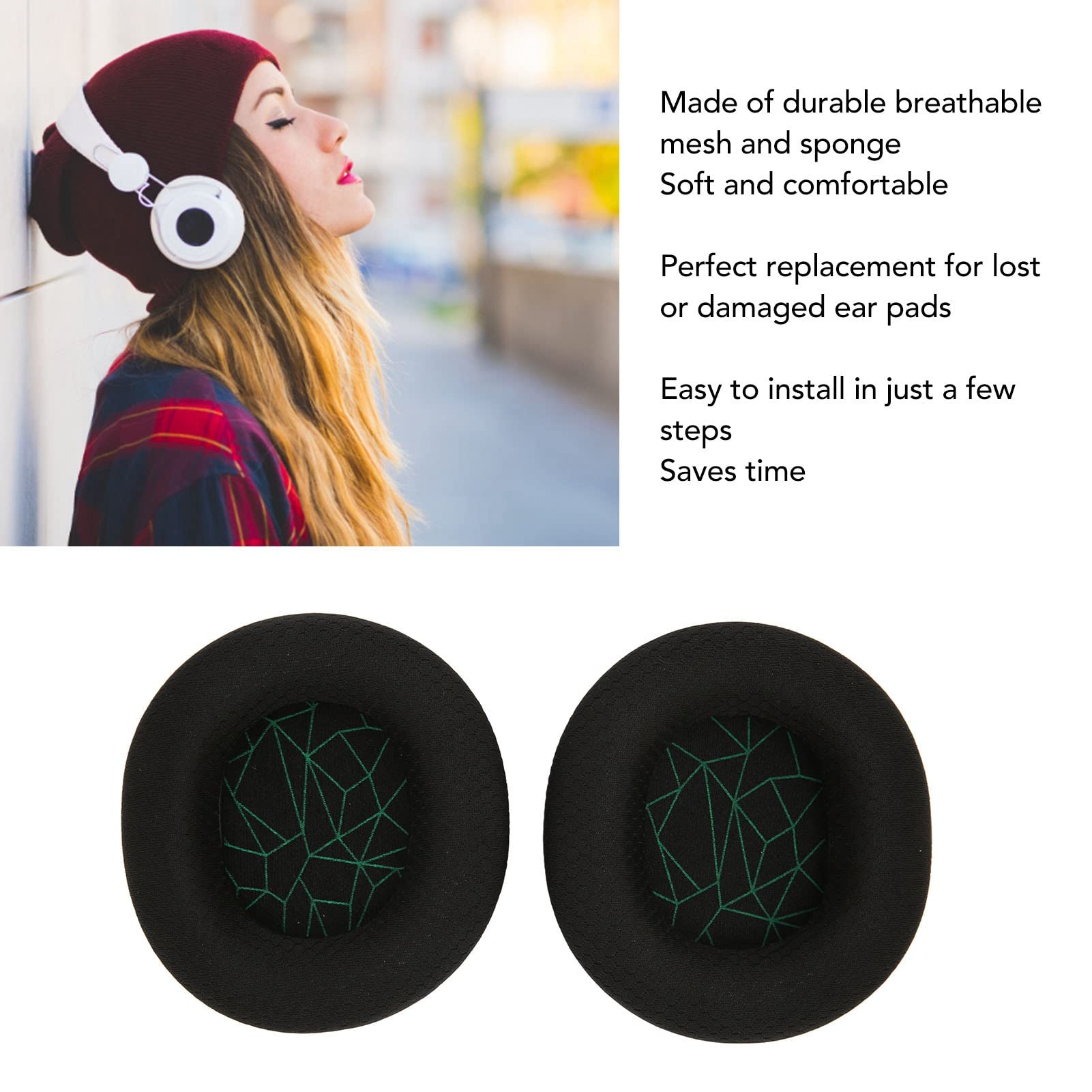 Replacement Ear Pads for Steelseries Arctis 1/3/5/7/9 Pro Headset - Breathable Mesh & Sponge Cushions, Noise Isolation Earpads (Black & Green) - Perfect for Gaming, Music & Long Wear Comfort