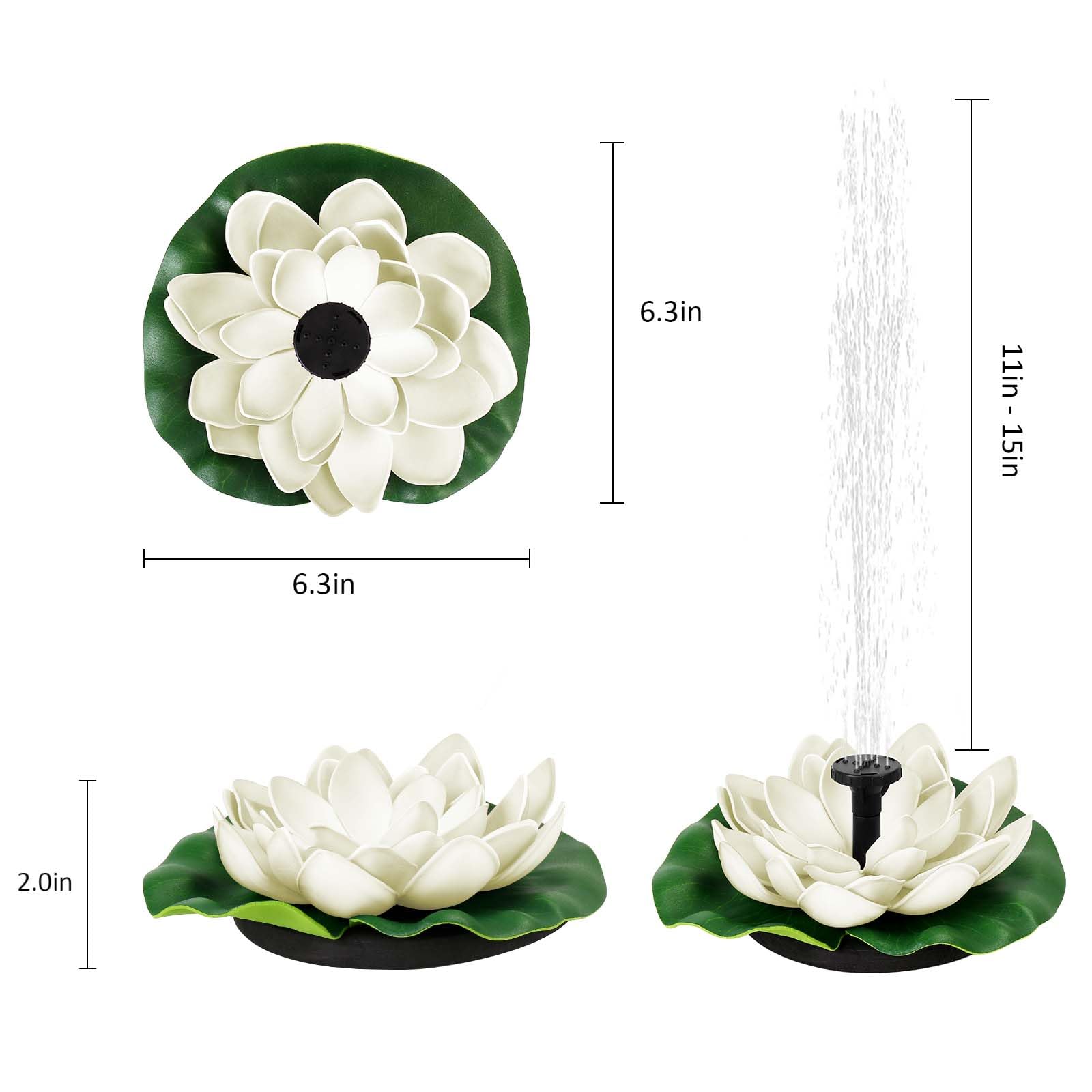 Solar Powered Water Fountain Pump with 6 Nozzles - Outdoor Garden Decor for Bird Bath, Pond & Backyard | Perfect for Attracting Birds & Enhancing Landscape Design