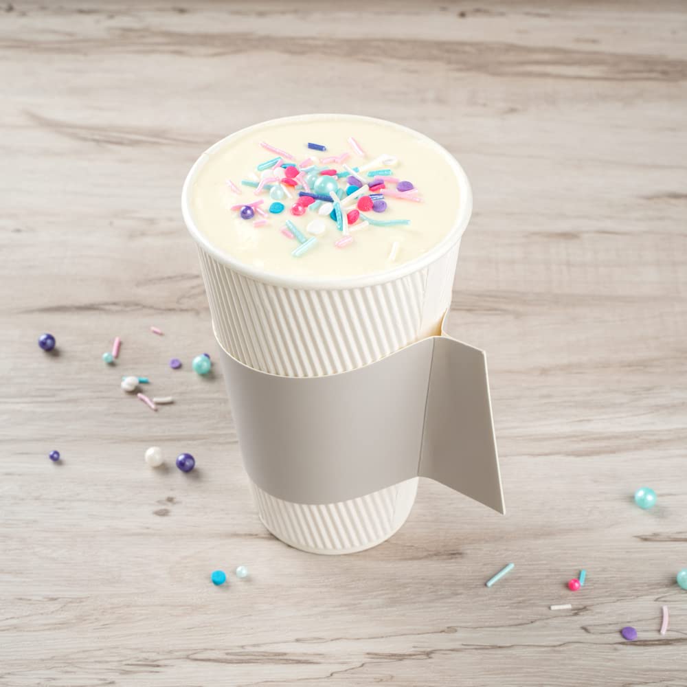 Restpresso 1000 Disposable Hot Coffee Cup Sleeves with Handle - Fits 12oz, 16oz & 20oz Cups | Gray Paper Coffee Jackets for Takeout, Cafes & Office Break Rooms (Cups Sold Separately)