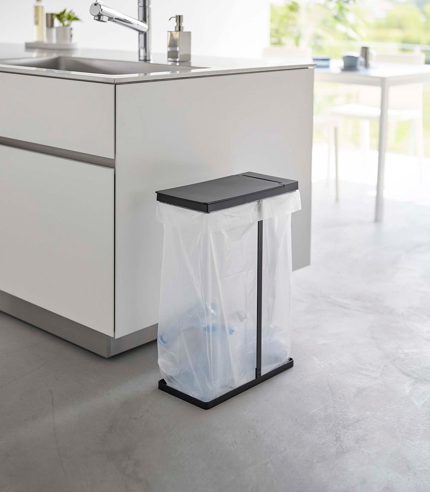 Stainless Steel Garbage Bag Holder with Lid - Durable Trash Can for Kitchen, Bathroom & Office Waste Disposal
