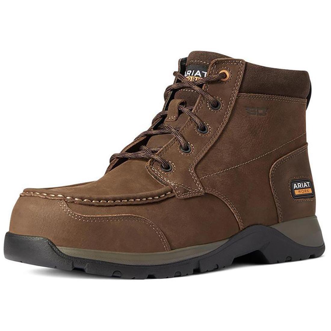**Dark Brown Edge LTE Composite Toe SD Chukka Work Boots for Men - Lightweight & Comfortable Safety Shoes for Construction, Warehouse & Outdoor Work**