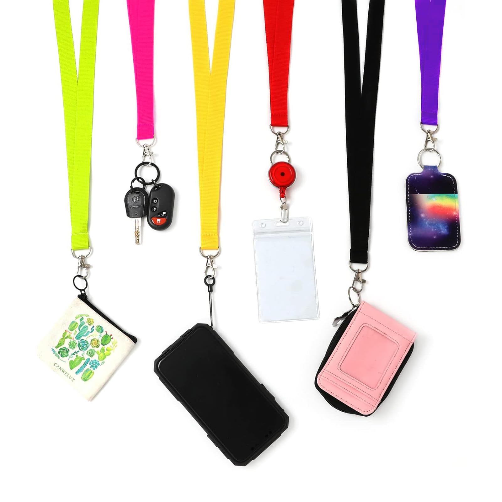 Bright Neon Purple Lanyards (12 Pack) - Waterproof ID Badge Holders for Cruise Ships & Events