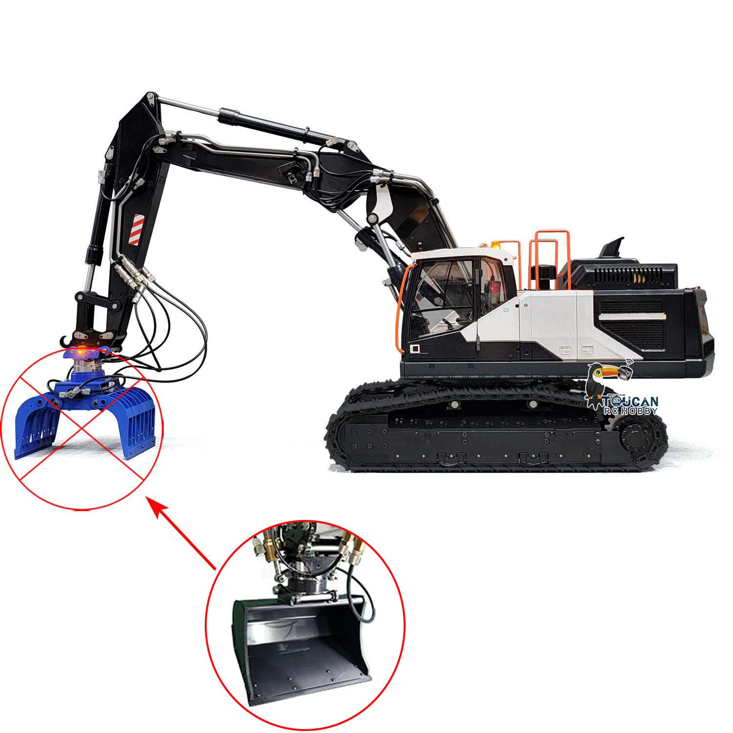 1:14 Scale MTMODEL EC380 Metal Hydraulic Tracked Excavator RC Construction Vehicle - 3 Arms Heavy Duty Digger Machine for Construction Site Simulation & RC Hobby Enthusiasts
