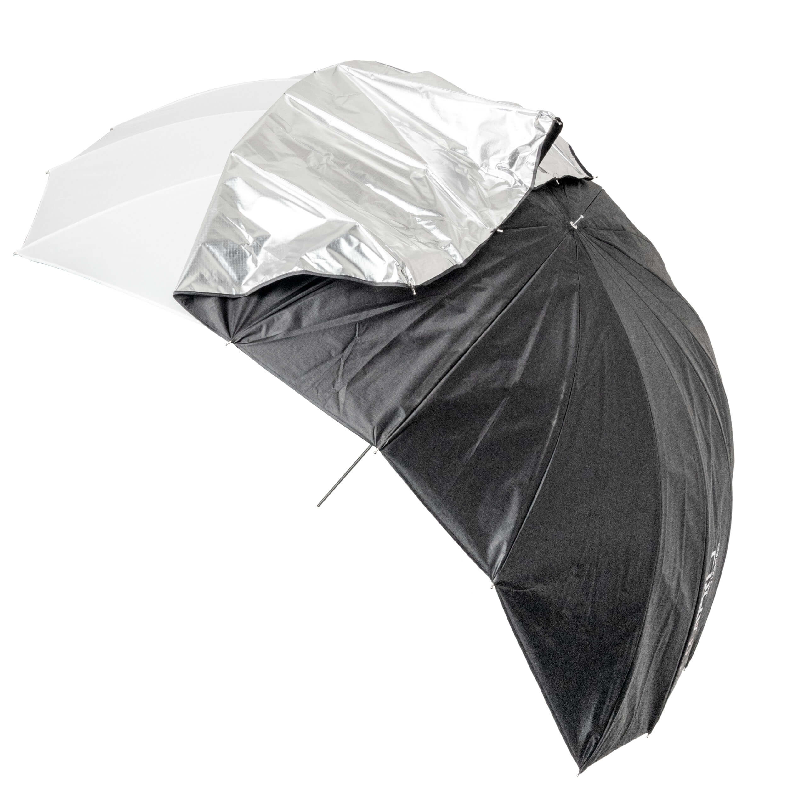 Black & White Striped Fiberglass Parabolic Umbrella - Professional Photography Lighting Modifier for Studio Portraits, Product Shoots & Outdoor Sessions (Clearance Sale)
