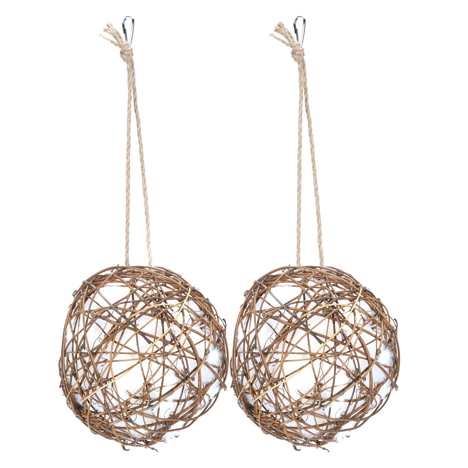 JUnYuKk 2Pcs Natural Cotton Parrot Chew Toys - Hanging Bird Toys for Macaws, Cockatoos & Parakeets - Durable Pet Accessories for Cage Play & Beak Exercise (Brown) - Perfect for Boredom Relief & Mental Stimulation