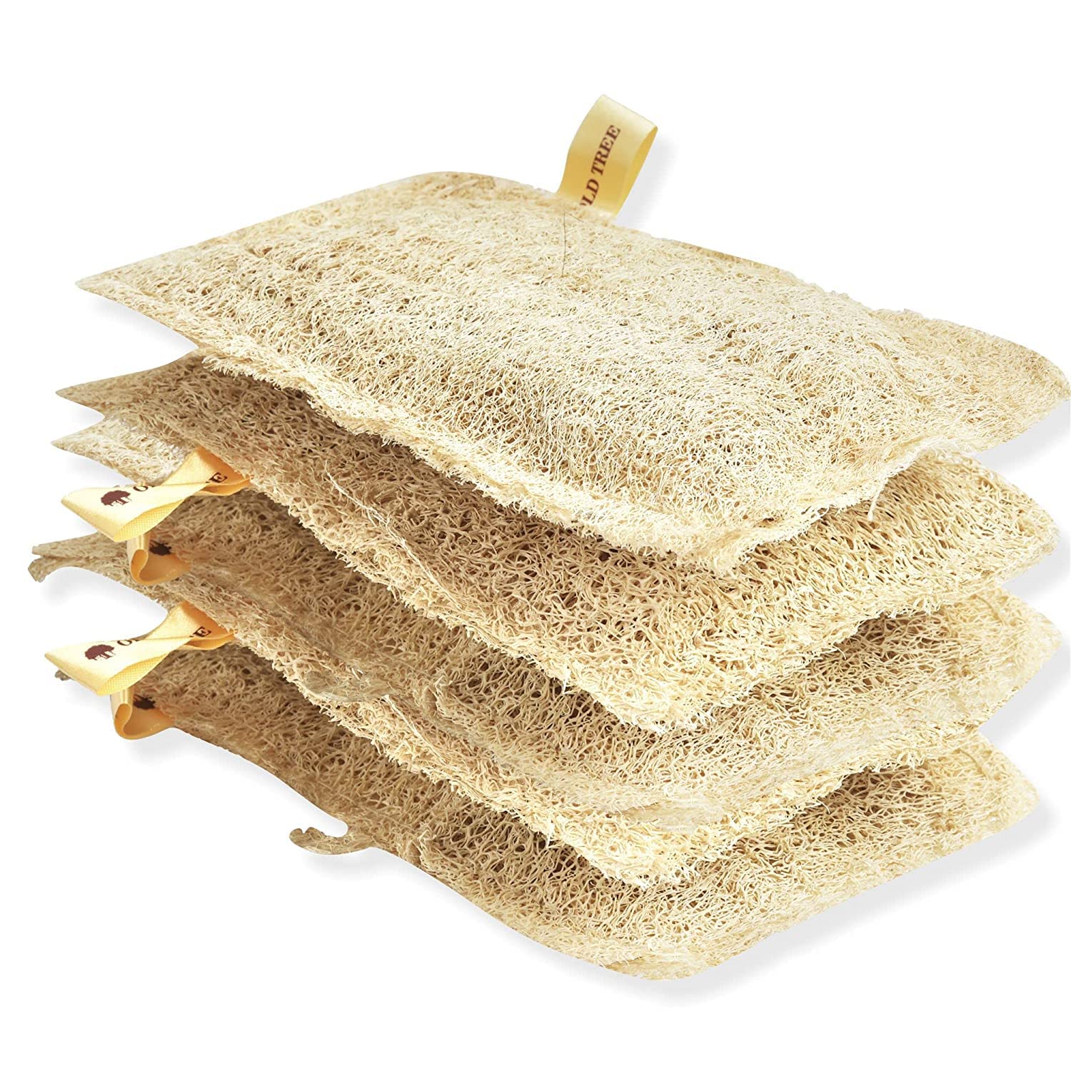 Organic Loofah Sponge Body Scrubber for Men & Women - 4 Pack Eco-Friendly Bath Exfoliator | Biodegradable Skin Care for Sensitive Skin | Perfect for Shower, Spa & Daily Exfoliation Routine