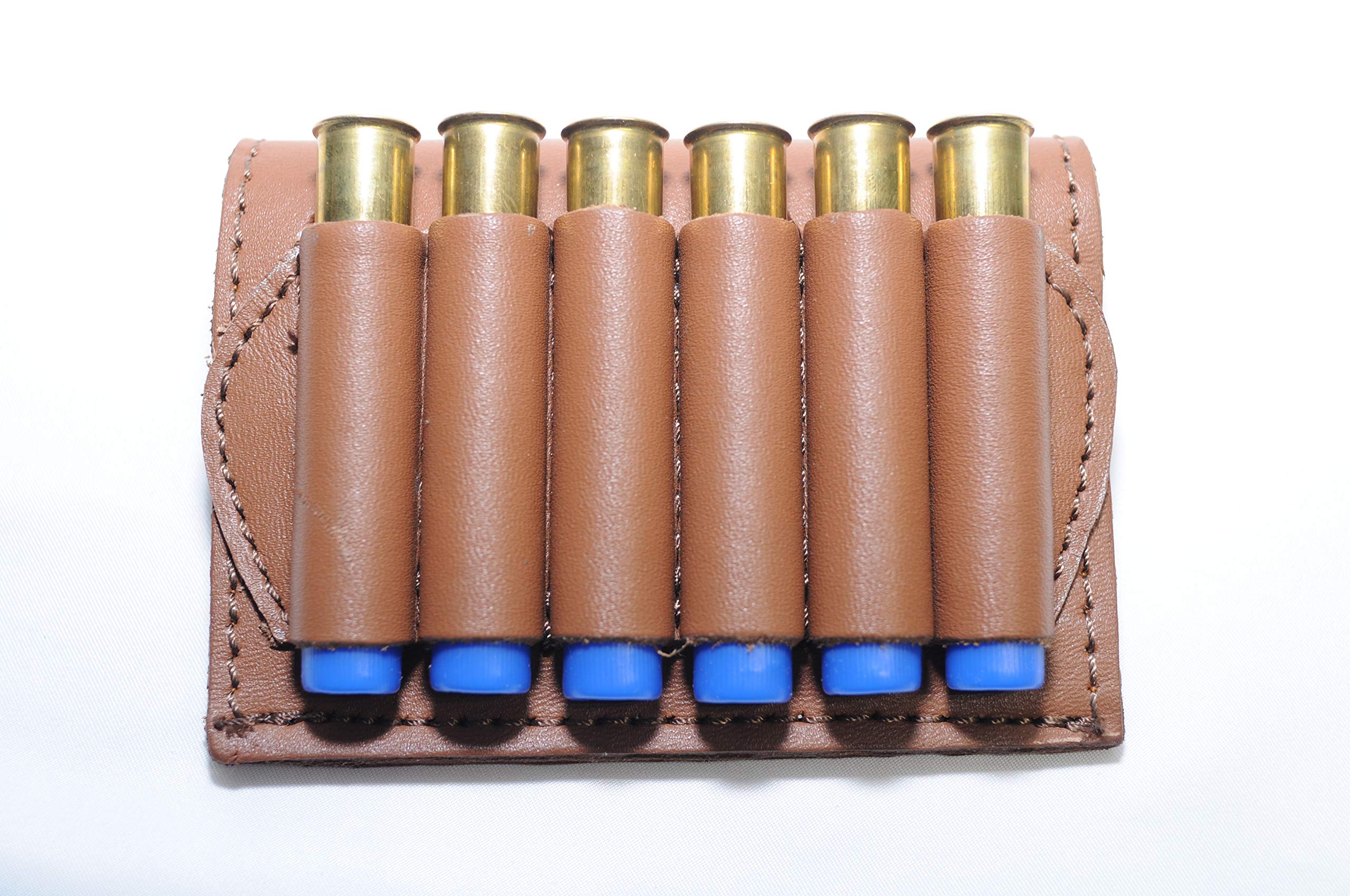 410 Gauge Leather Shotgun Shell Belt Holder - Tan Ammo Cartridge Pouch for Hunting, Shooting & Outdoor Activities