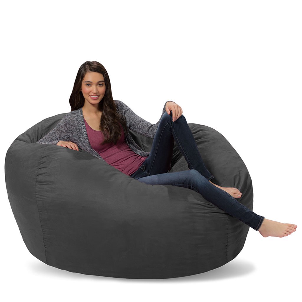 Premium Memory Foam Bean Bag Chair - Ultra Soft Charcoal Micro Suede Cover - Perfect for Gaming, Lounging & Dorm Room Decor