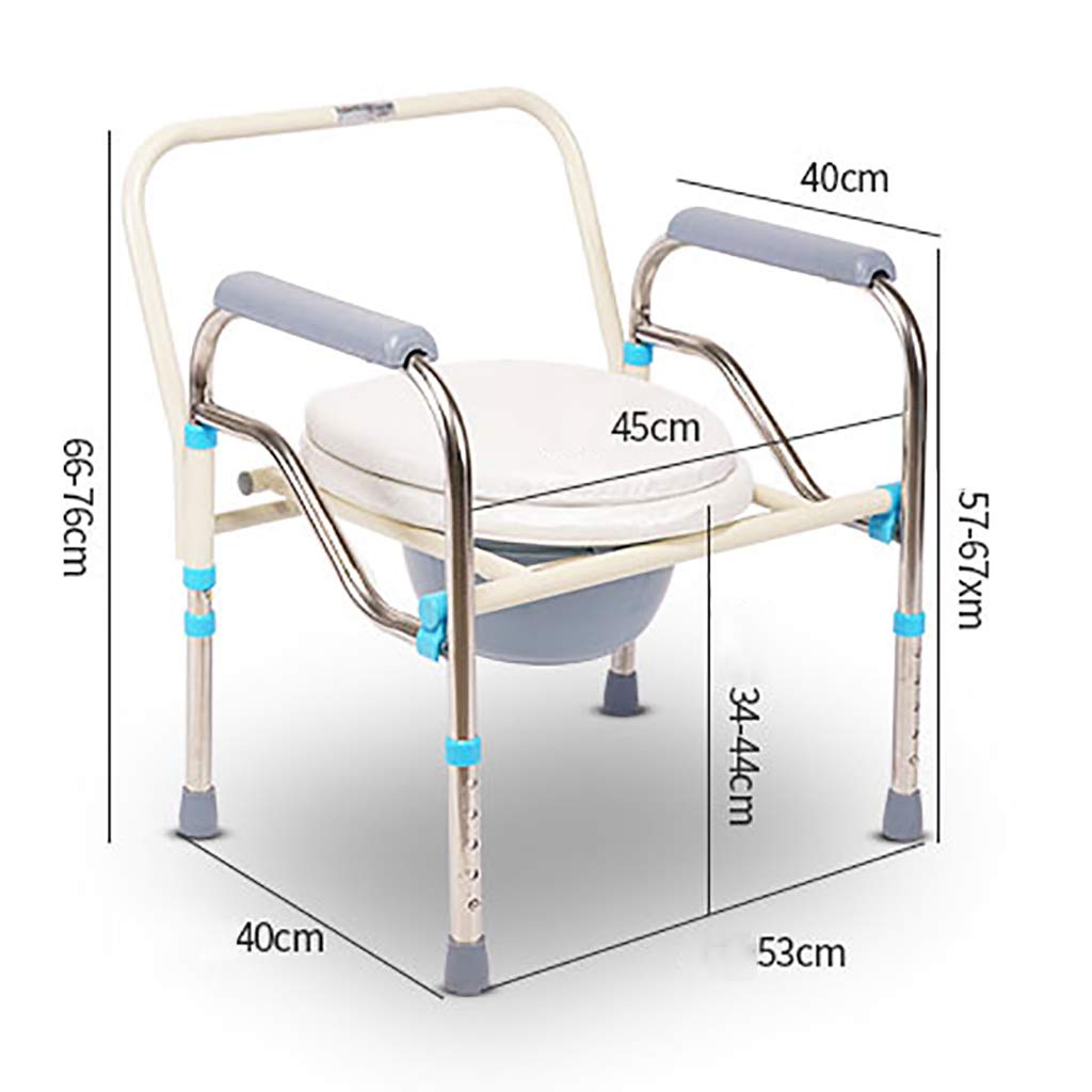 Adjustable Height Medical Folding Bedside Commode Chair with Bucket, Lid & Padded Seat - Tool-Free Assembly for Elderly & Disabled - Ideal for Home Care, Post-Surgery Recovery & Mobility Assistance