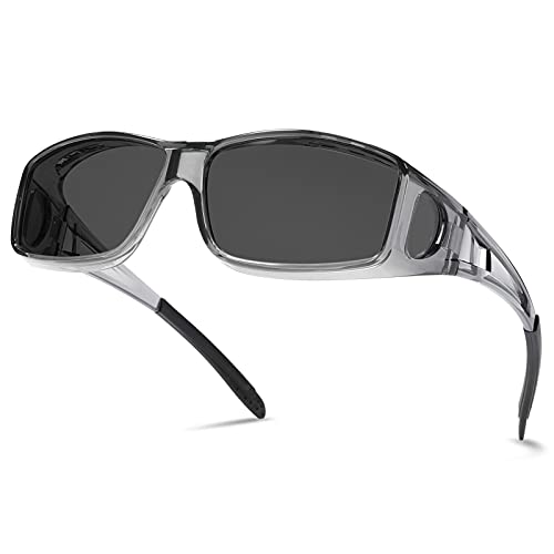 A2* Transparent Gray Frame/Gray Lens Wrap Around Sunglasses