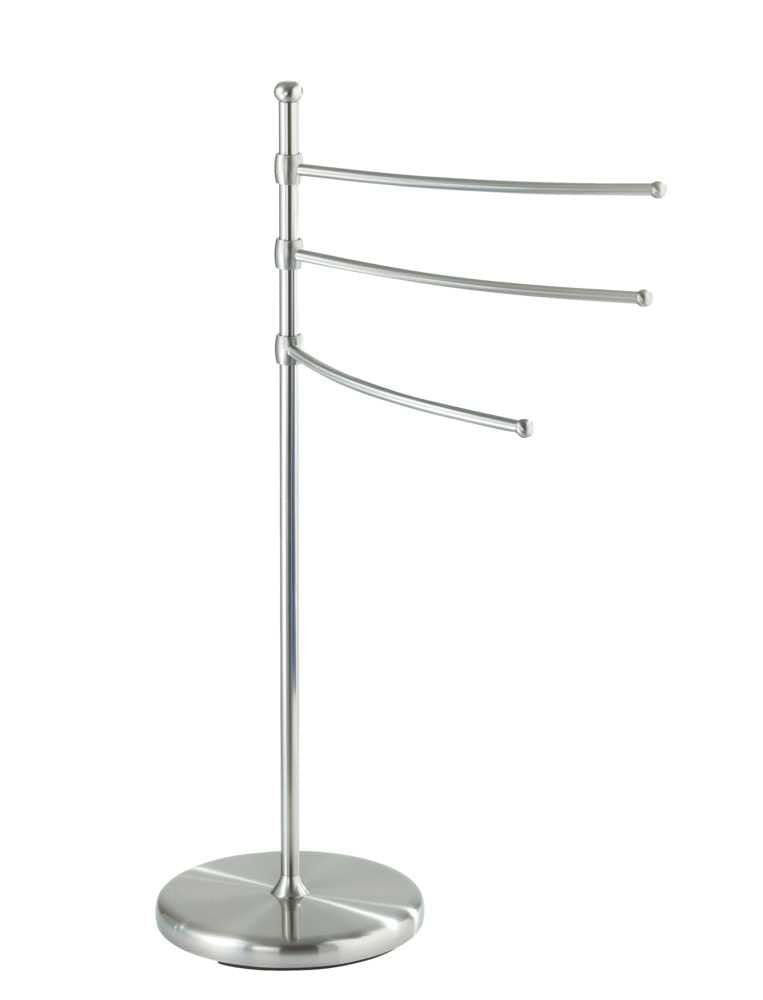 WENKO 16842100 Adiamo 3-Arm Bathroom Towel Stand - Stainless Steel Space-Saving Rack (11.2 x 35.4 x 20.9 Inch) - Perfect for Small Bathrooms, Apartments & Laundry Rooms