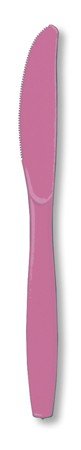 288-Pack Premium Heavy-Duty Candy Pink Plastic Party Knives - Bulk Disposable Cutlery for Birthday Parties, Weddings, Baby Showers & Events