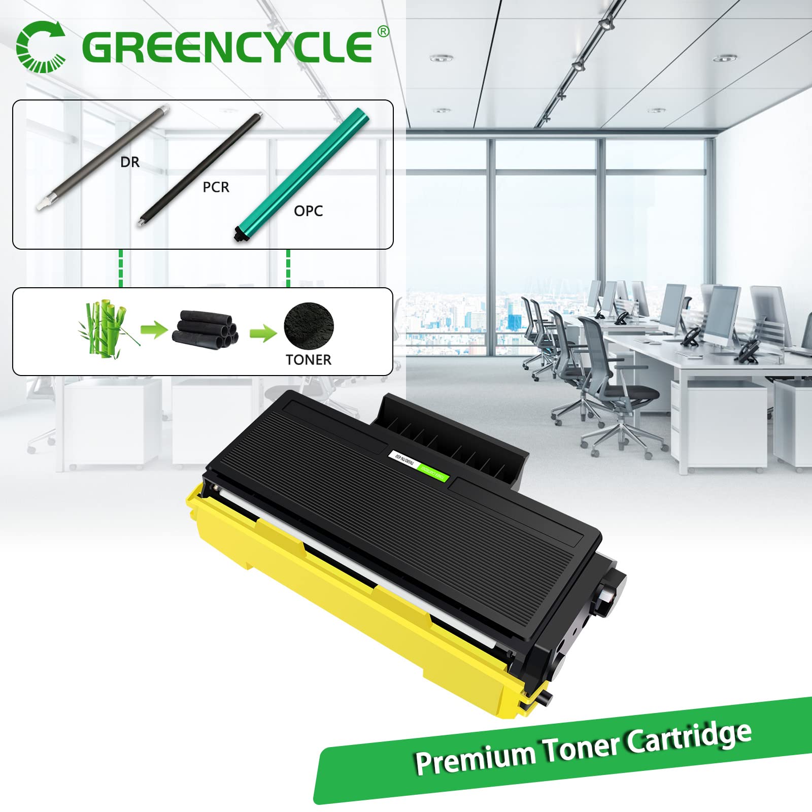 Greencycle 1 Pack TN650 TN-650 Black Toner Cartridge - Compatible with Brother DCP-8050DN HL-5340D MFC-8370 Laser Printers | High Yield Replacement | Perfect for Office & Home Printing Needs