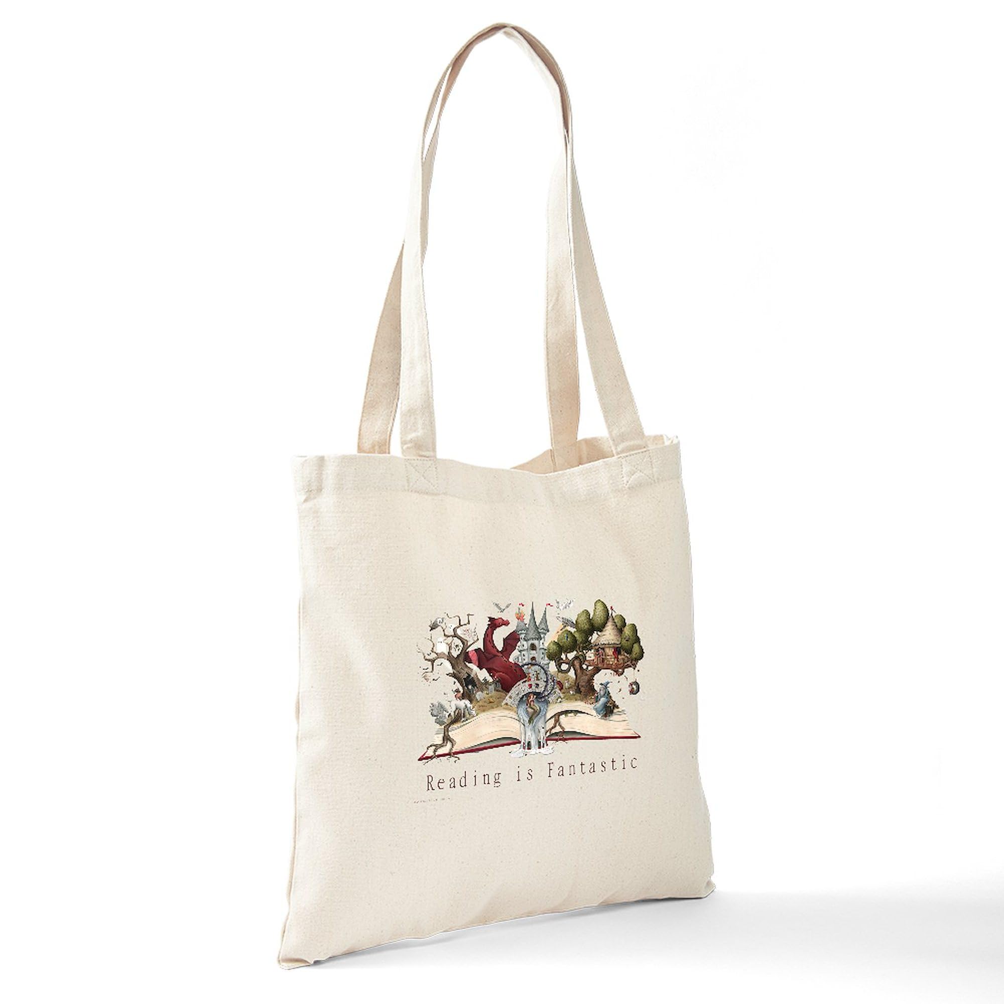 Reading Is Fantastic II Natural Canvas Tote Bag - Eco-Friendly Reusable Shopping Bag for Book Lovers, Groceries & Beach Essentials | CafePress