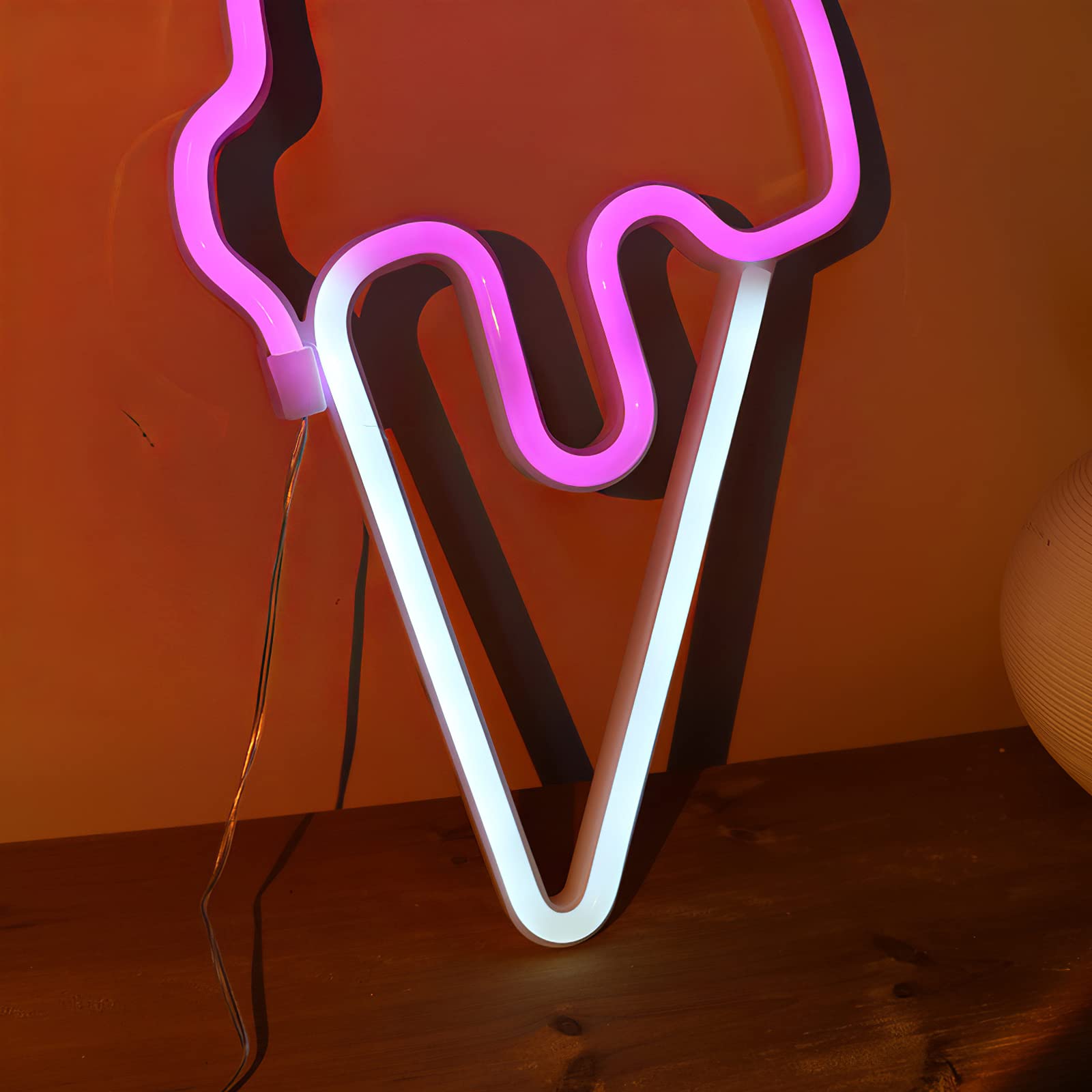 Vibrant CAMPSLE Ice Cream Neon Sign - LED Neon Lamp for Unique Room Decor | USB & Battery Powered Art Night Light for Home, Bedroom, Office & Party | Perfect for Ice Cream Shops, Teen Rooms & Retro Themed Events