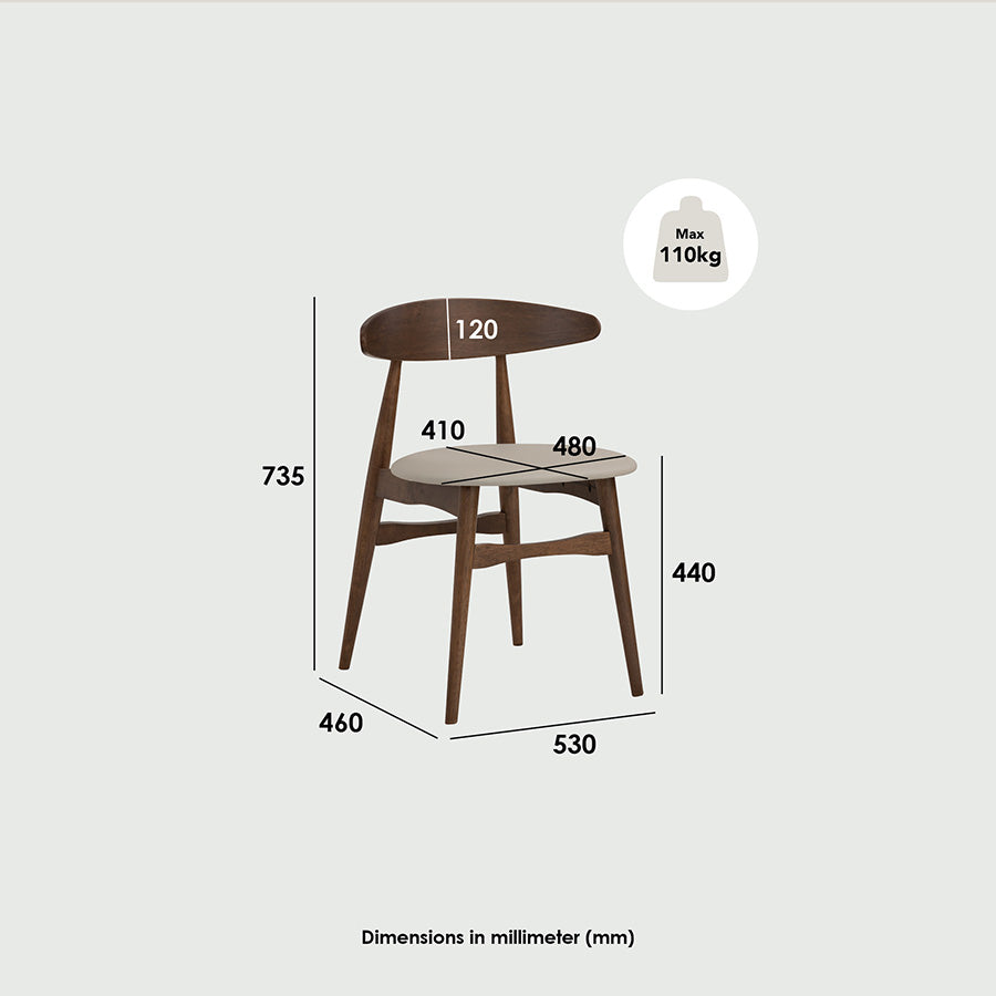 TELYN Modern Dining Chair Set - Cocoa & Cream Upholstered Kitchen Chairs for Home & Restaurant Use - Comfortable Seating for Dining Room, Breakfast Nook & Cafe