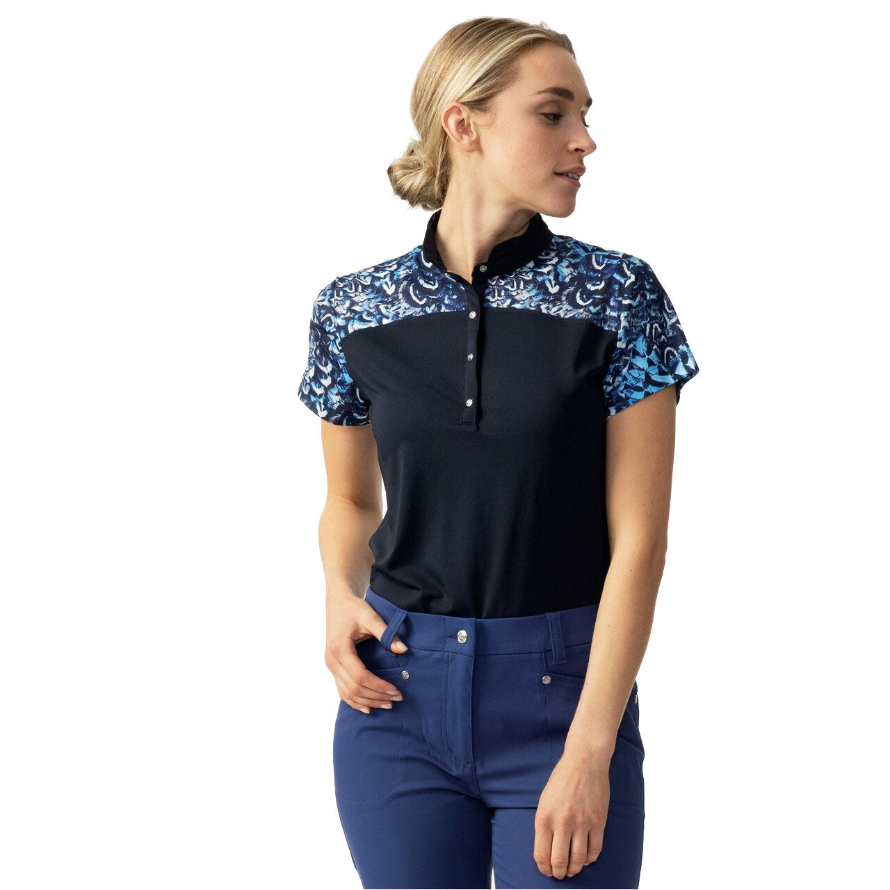 Women's Navy Blue Short Sleeve Golf Polo Shirt - Breathable Moisture-Wicking Athletic Top for Golf, Tennis & Casual Wear