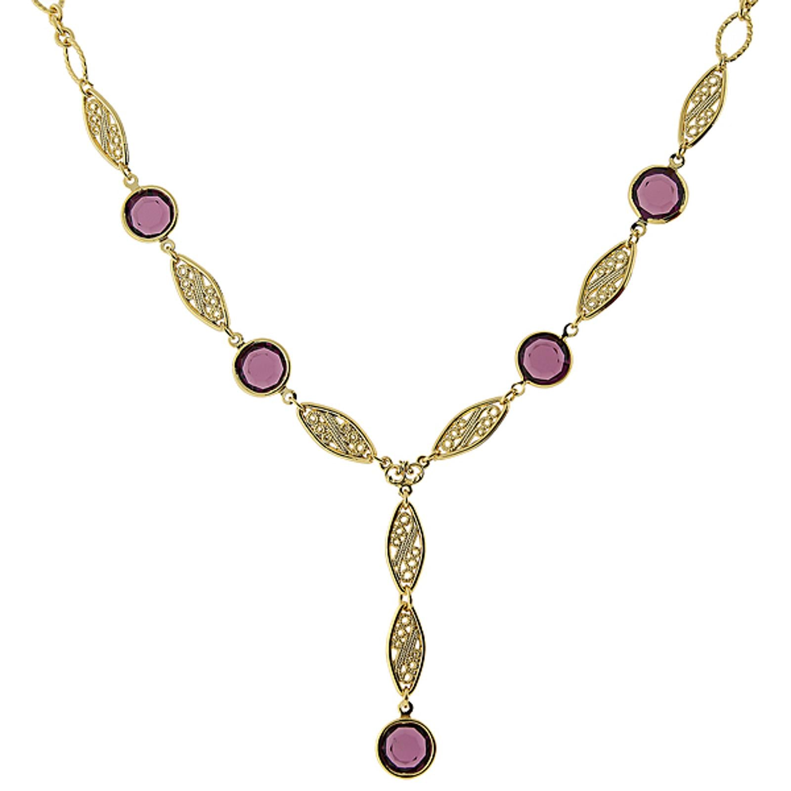 1928 Jewelry Amethyst Purple Austrian Crystal Channel Y Necklace - 16