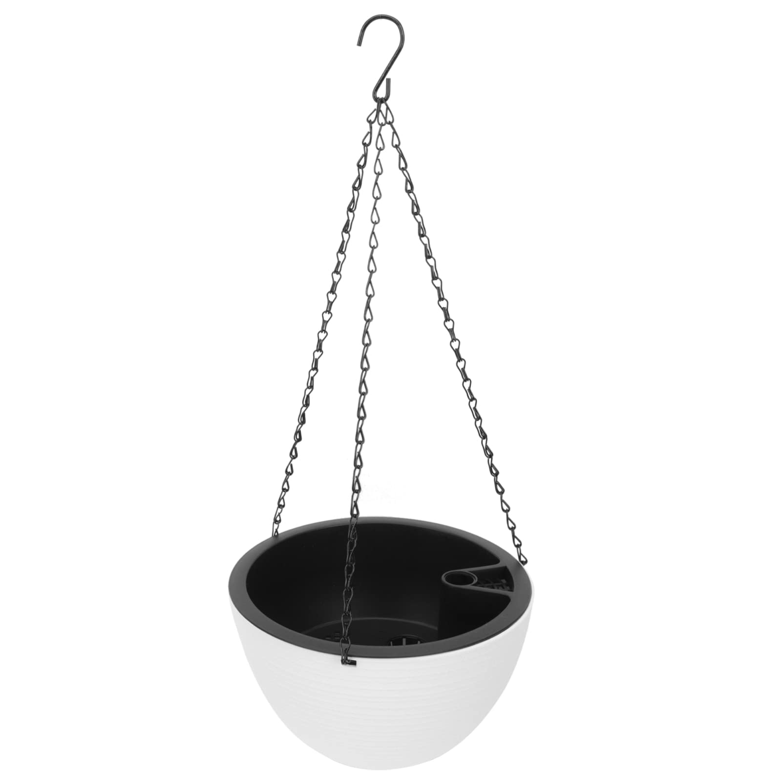 DOITOOL Self Watering Hanging Planter for Indoor Plants - White Flower Pot with Water Level Indicator, Drainage Holes & Chain Hooks - Perfect for Home Decor, Office Plants, Balcony Gardens & Small Space Gardening