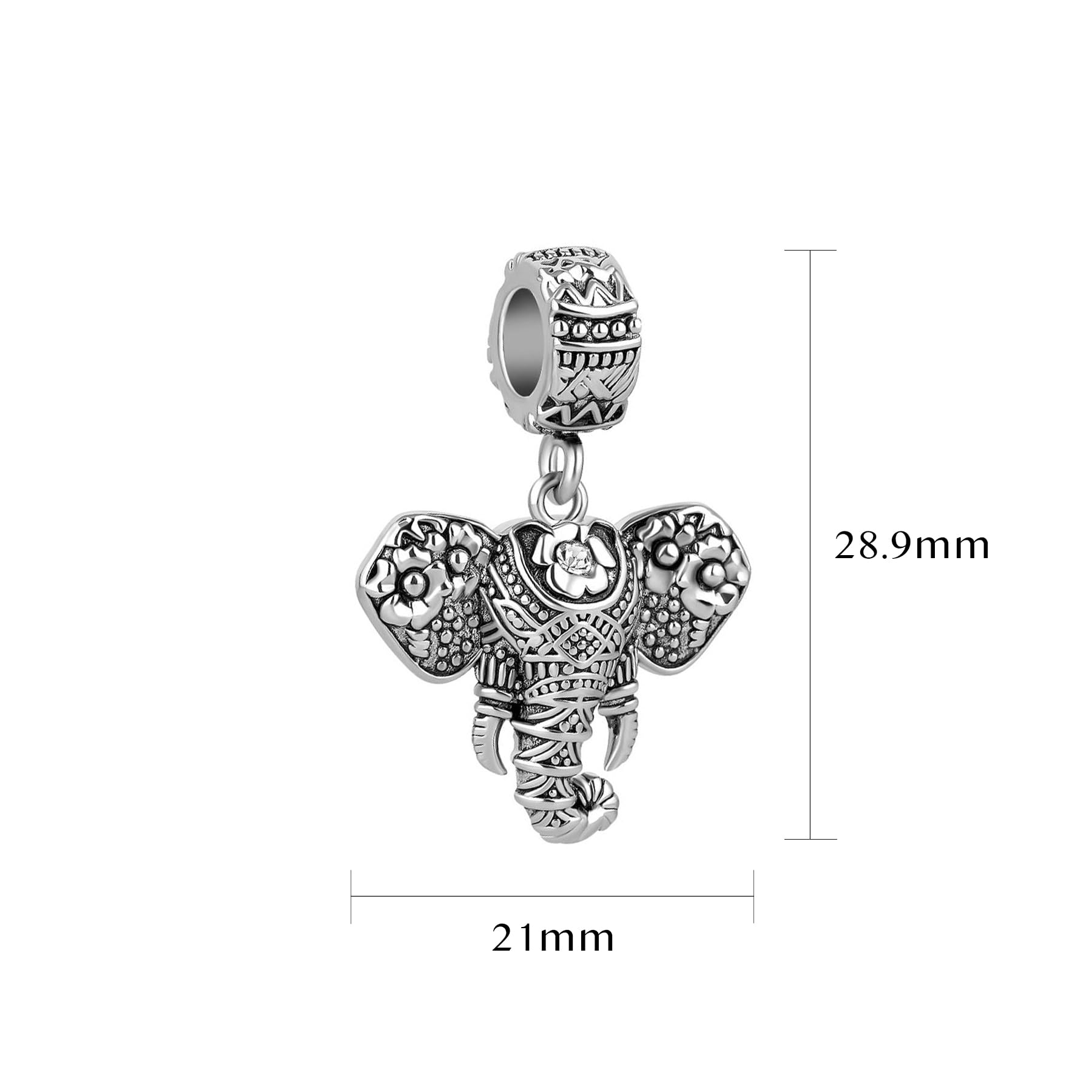LSxAB Lucky Elephant Charm for Pandora Bracelets - Elegant Silver Elephant Pendant for Jewelry Making & DIY Gifts - Perfect for Birthdays, Anniversaries & Special Occasions