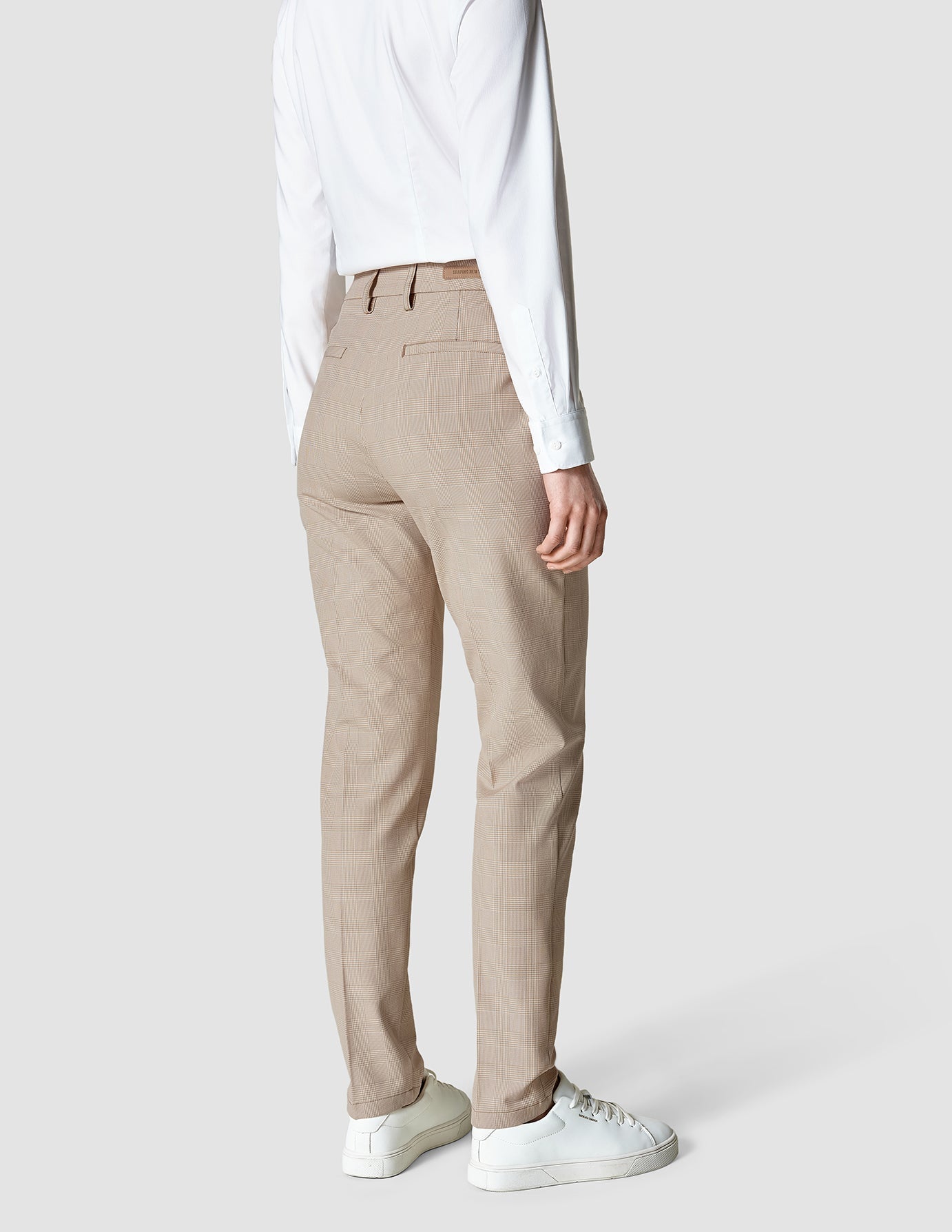 Essential Tapered Pants in Toffee Check - Comfortable & Stylish for Work, Travel & Casual Wear