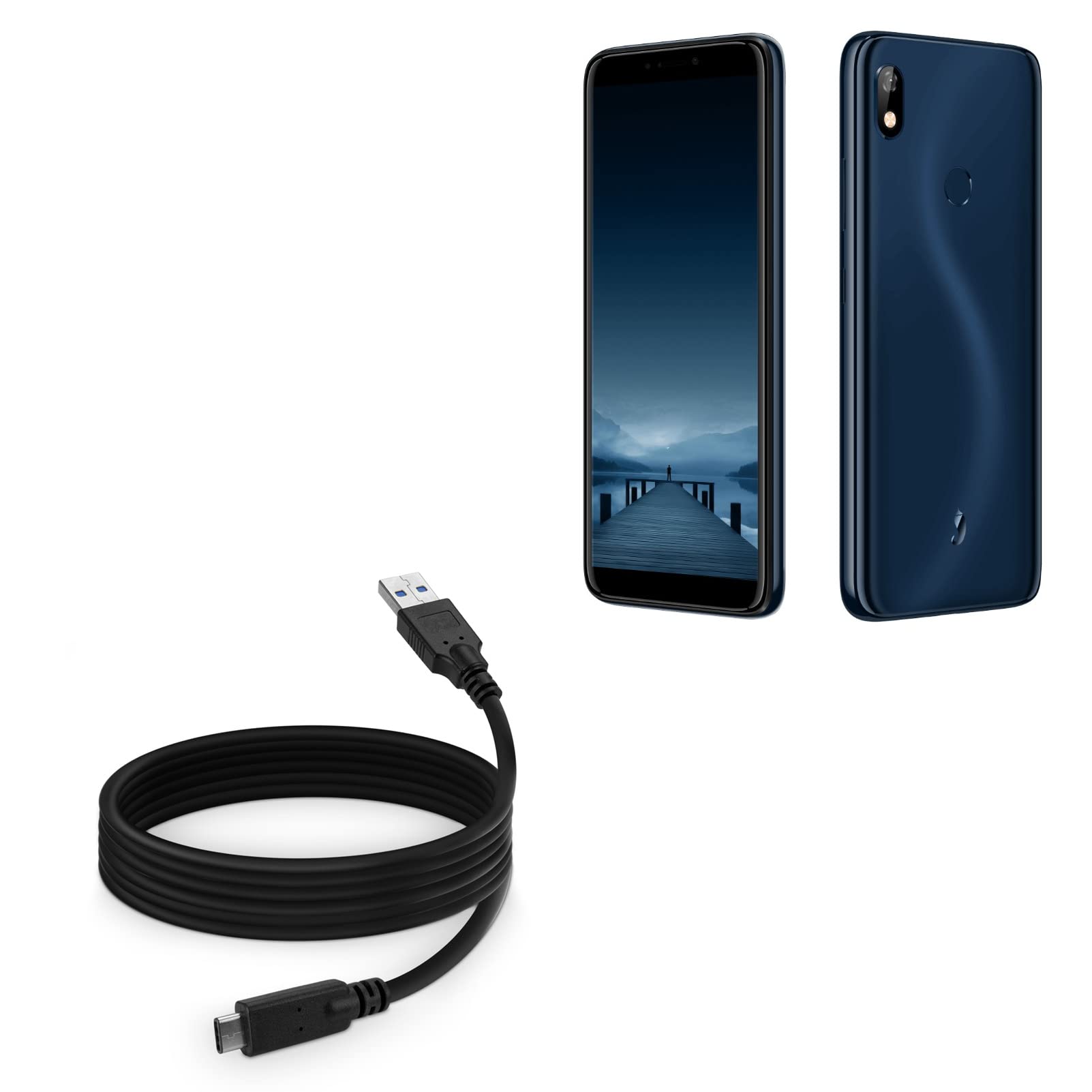BoxWave USB 3.0 to USB-C Charging & Sync Cable (6ft, Black) - Compatible with Hot Pepper Ghost Phones - Fast Data Transfer & Charging for Home, Office & Travel