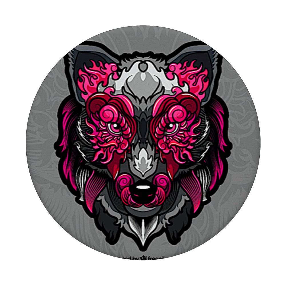 Gray Wolf Rose Design PopSockets Phone Grip & Stand - Expandable Phone Holder for iPhone, Samsung, Tablets - Perfect for Work, Travel, and Daily Use