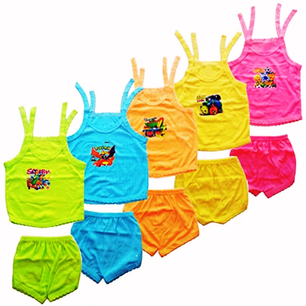 Fassify® 5-Pack Baby Boy & Girl Outfits - Trendy T-Shirts & Shorts Set (0-12 Months, Multicolor) | Perfect for Newborn Photos, Playdates & Everyday Wear