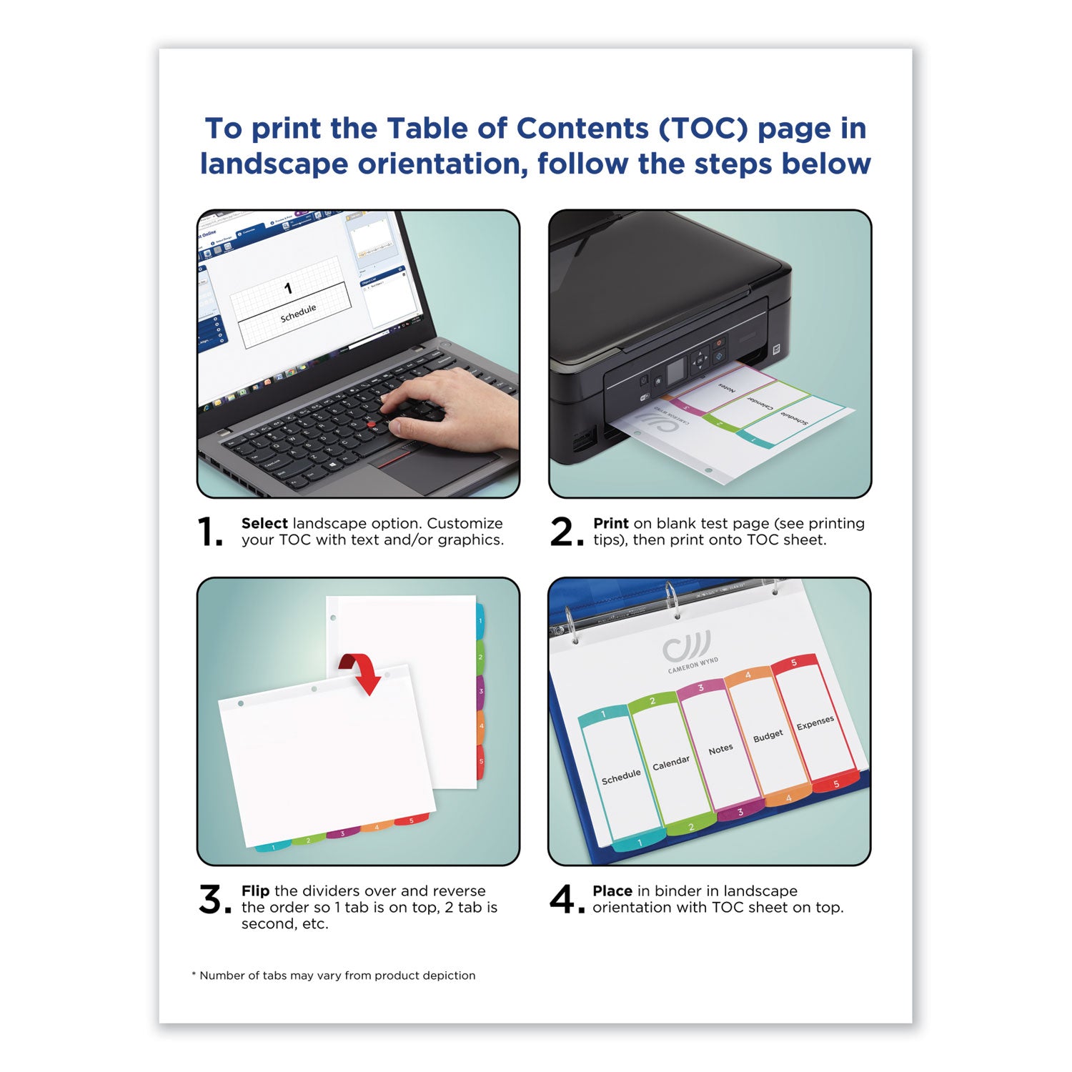Avery Customizable TOC Ready Index Multicolor Tab Dividers - 12 Tabs (January to December), 11 x 8.5 Inches, White with Contemporary Color Tabs - Perfect for Office Organization, School Binders & Document Filing