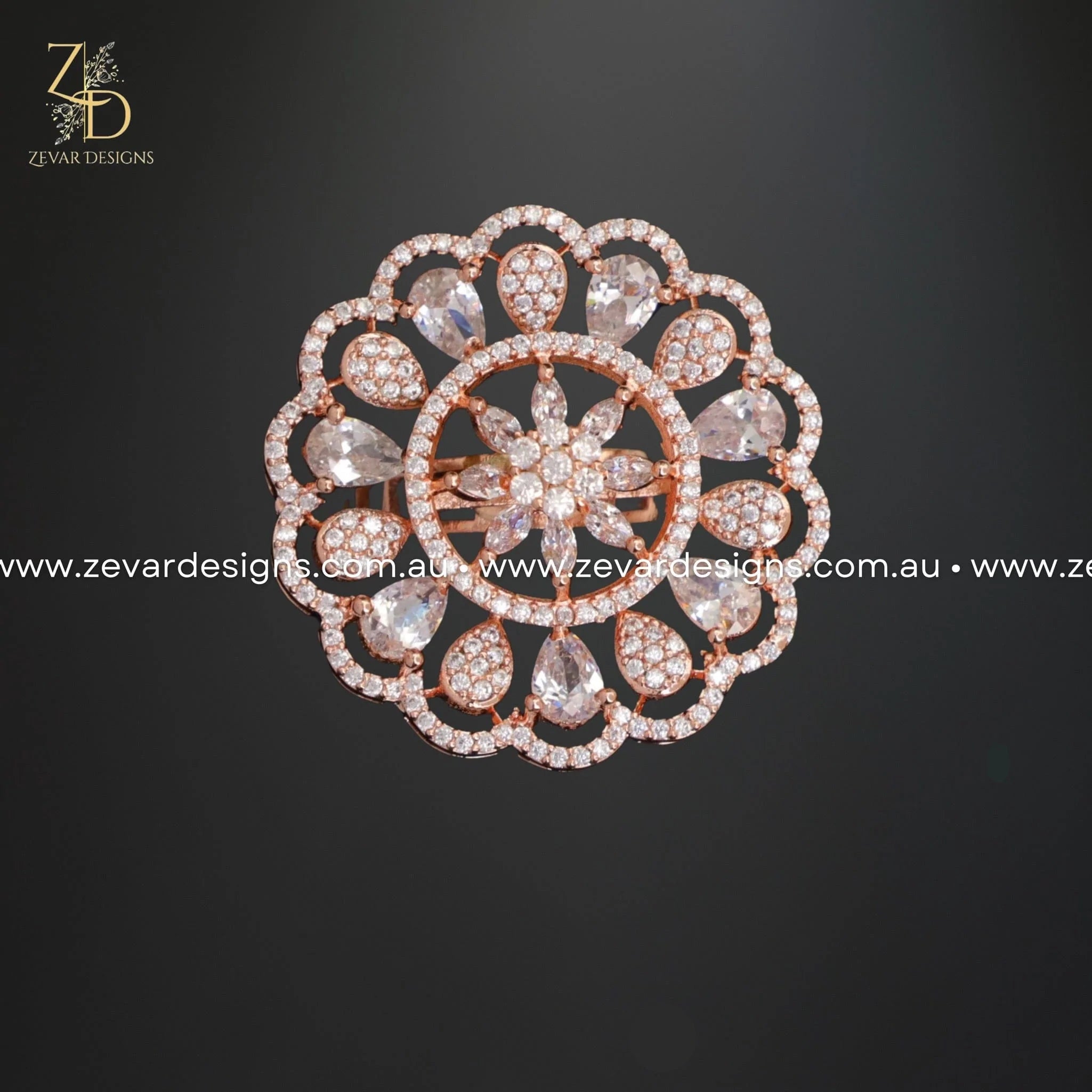 Rose Gold AD/Zircon Ring for Women - Elegant Cubic Zirconia Wedding Band, Promise Ring & Anniversary Gift - Perfect for Engagement, Valentine's Day & Special Occasions