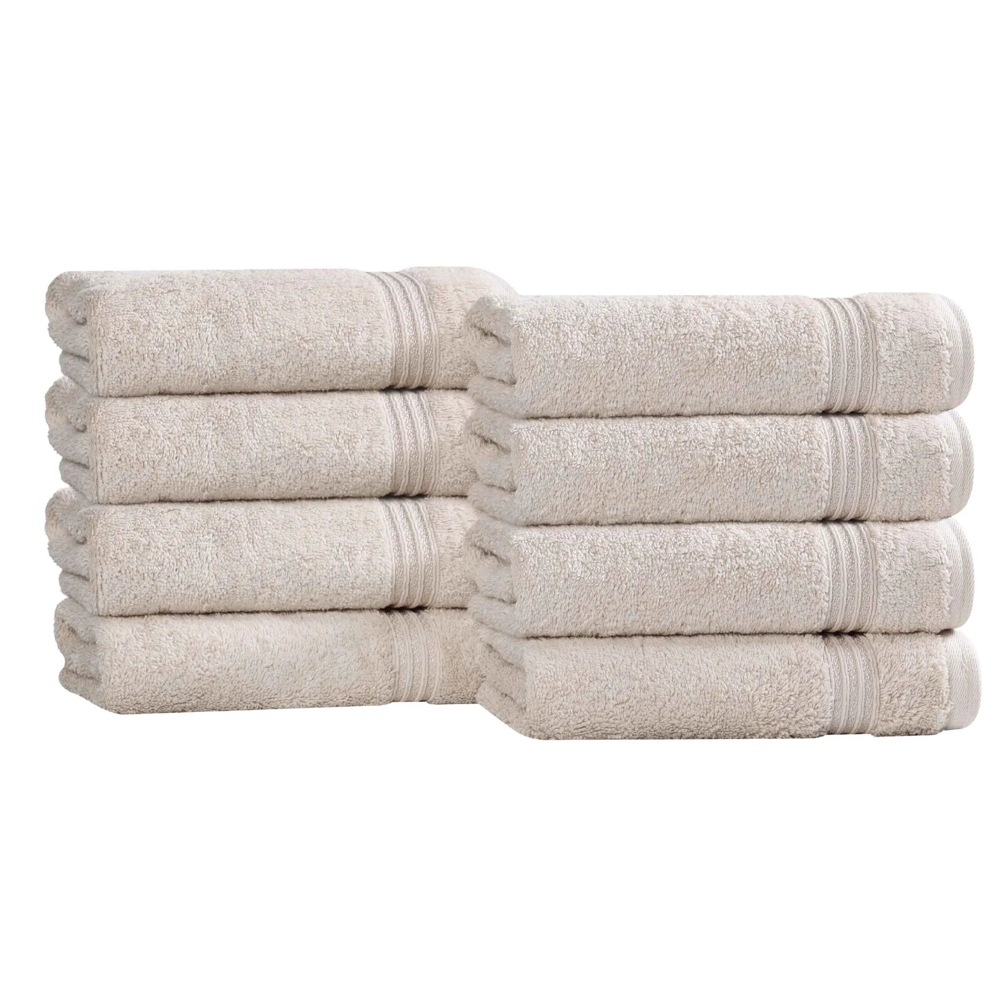 Premium 100% Egyptian Cotton Plush Hand Towels - Ultra Soft & Absorbent Bath Towel Set of 8 for Bathroom, Kitchen & Spa Luxury (24x16 Inches)