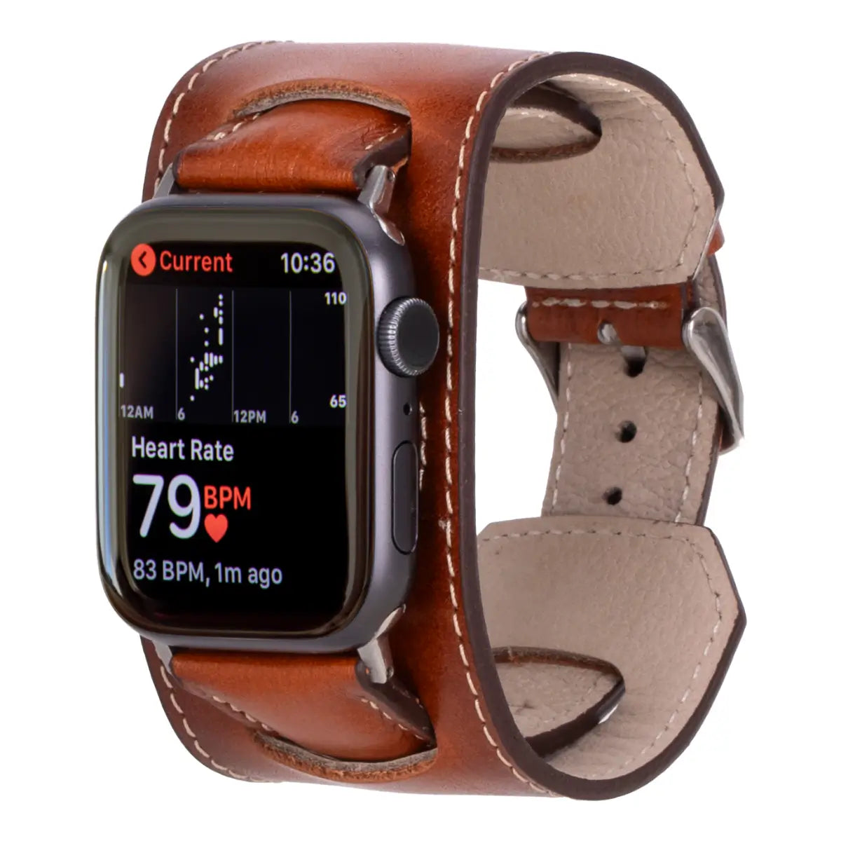 Burnished Tan Leather Apple Watch Band - Premium Genuine Leather Cuff Strap for Apple Watch Series 9/8/7/6/SE/5/4/3/2/1 - Stylish & Comfortable for Work, Travel & Everyday Wear