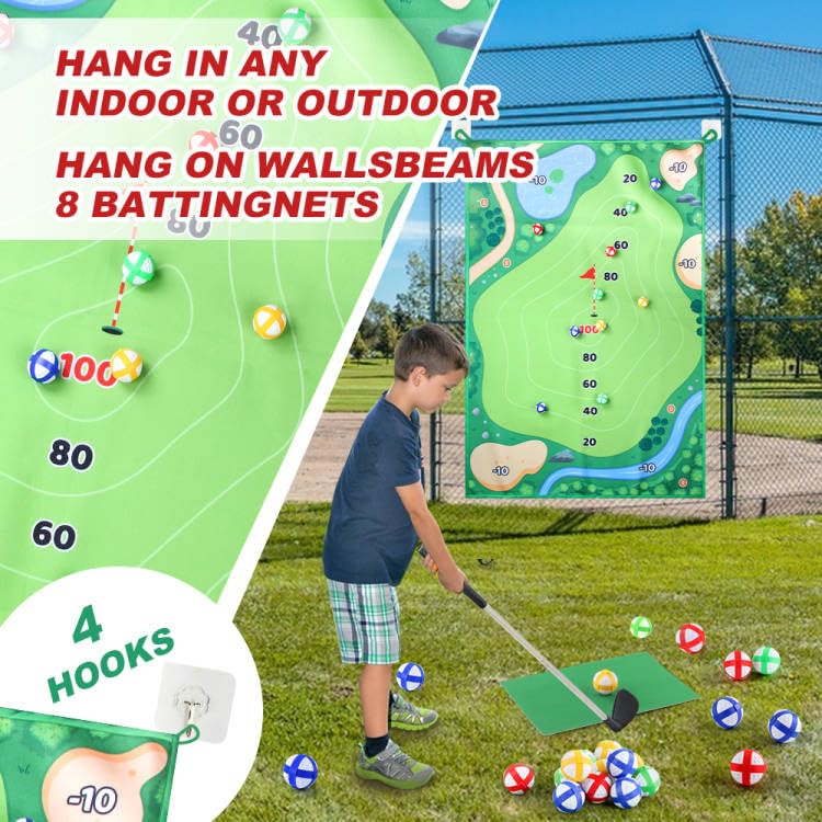 Premium Golf Chipping Game Mat - Indoor/Outdoor Practice Training Mat with Sticky Surface for Adults & Kids | Perfect for Backyard, Garden Parties & Golf Skill Development