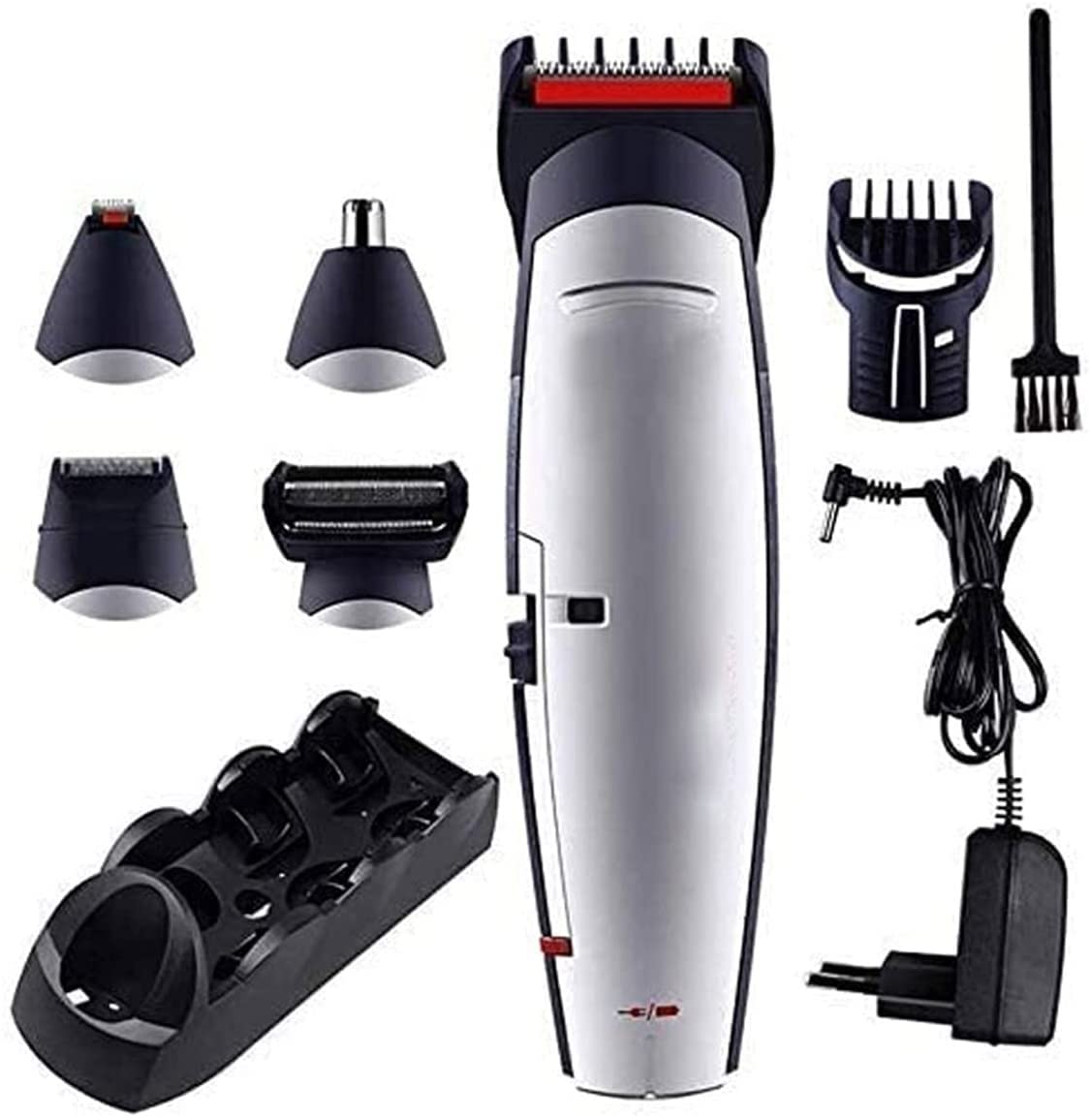 Jiaanu 5-in-1 Cordless Waterproof Hair Clipper & Beard Trimmer Kit for Men - Professional Grooming Set for Hair, Beard, Mustache, Nose, Ear & Body Hair - Perfect for Home, Travel & Salon Use