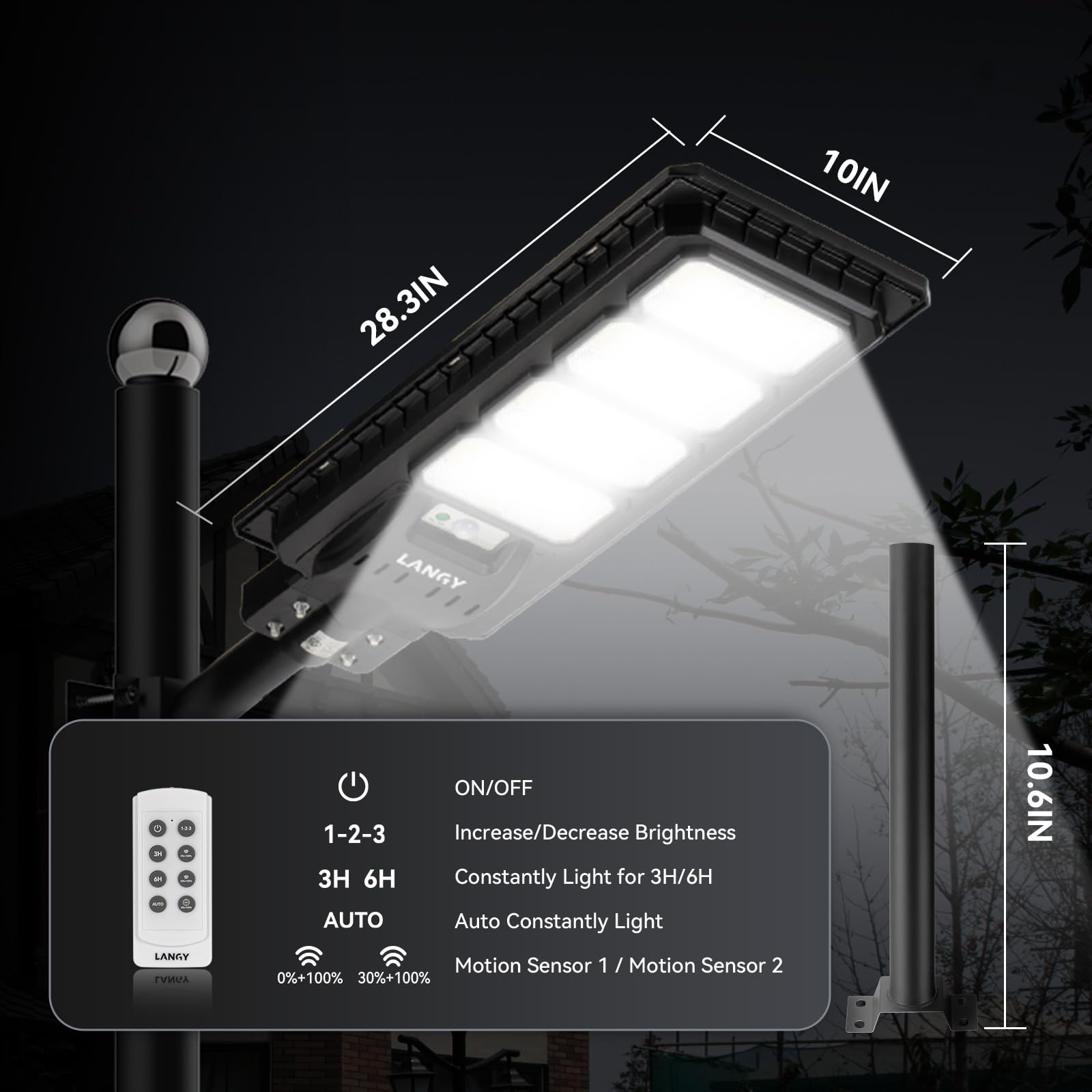 200W LED Solar Street Light - 360 High Lumens Solar Powered Outdoor Security Light with Dusk to Dawn Sensor | Perfect for Driveways, Pathways, Gardens & Parking Lots