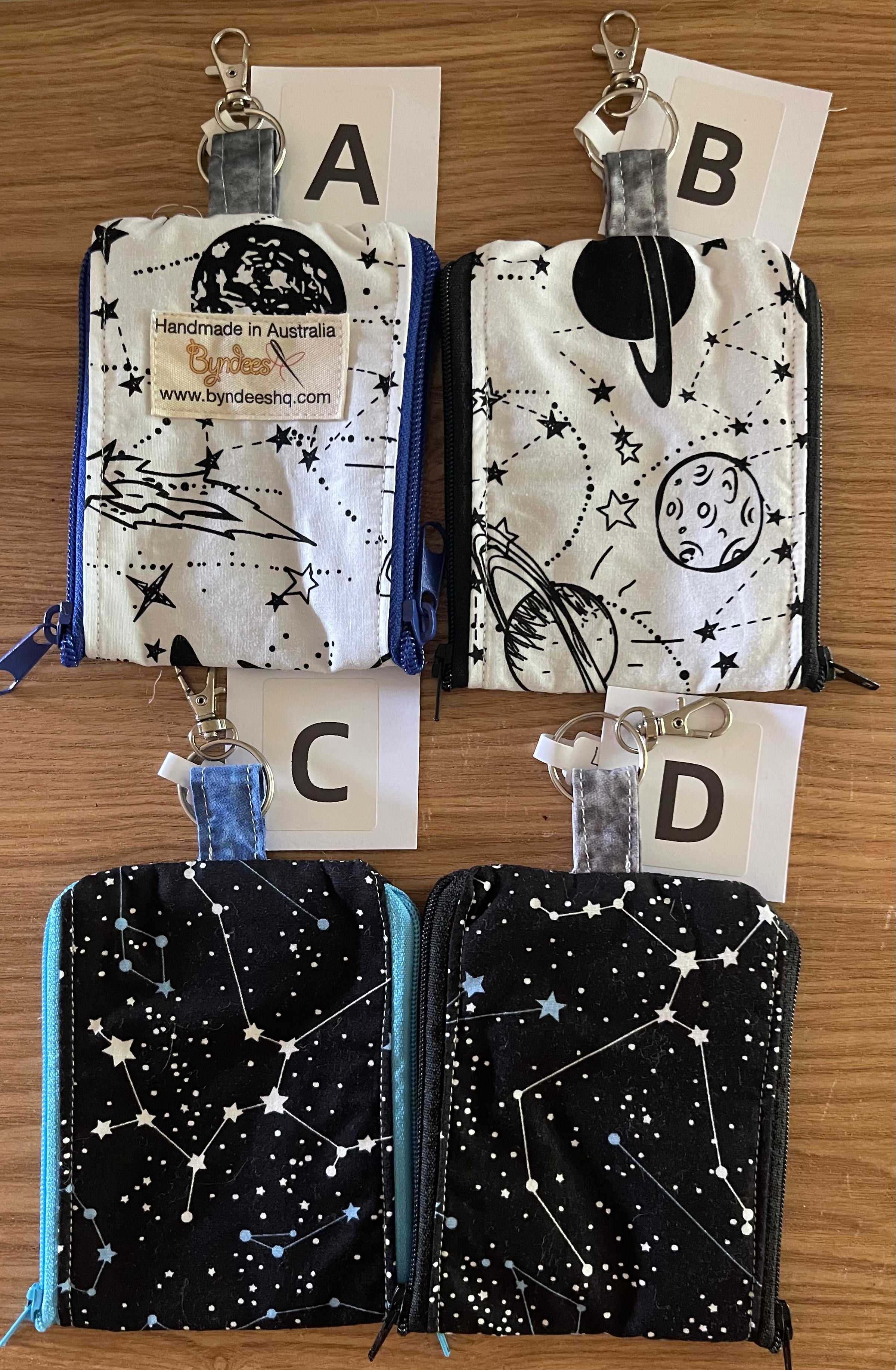 2 Pocket Zipper Keychain Wallet - Universe & Stars Design for Keys, Coins & Small Essentials | Perfect for Travel, Gym & Everyday Use