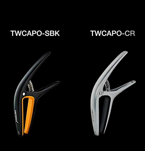 Ortega TWCAPO-SBK Twin Capo Quick Change Clamp for Guitar - Compatible with Curved & Flat Fretboards - Perfect for Live Performances & Studio Recording